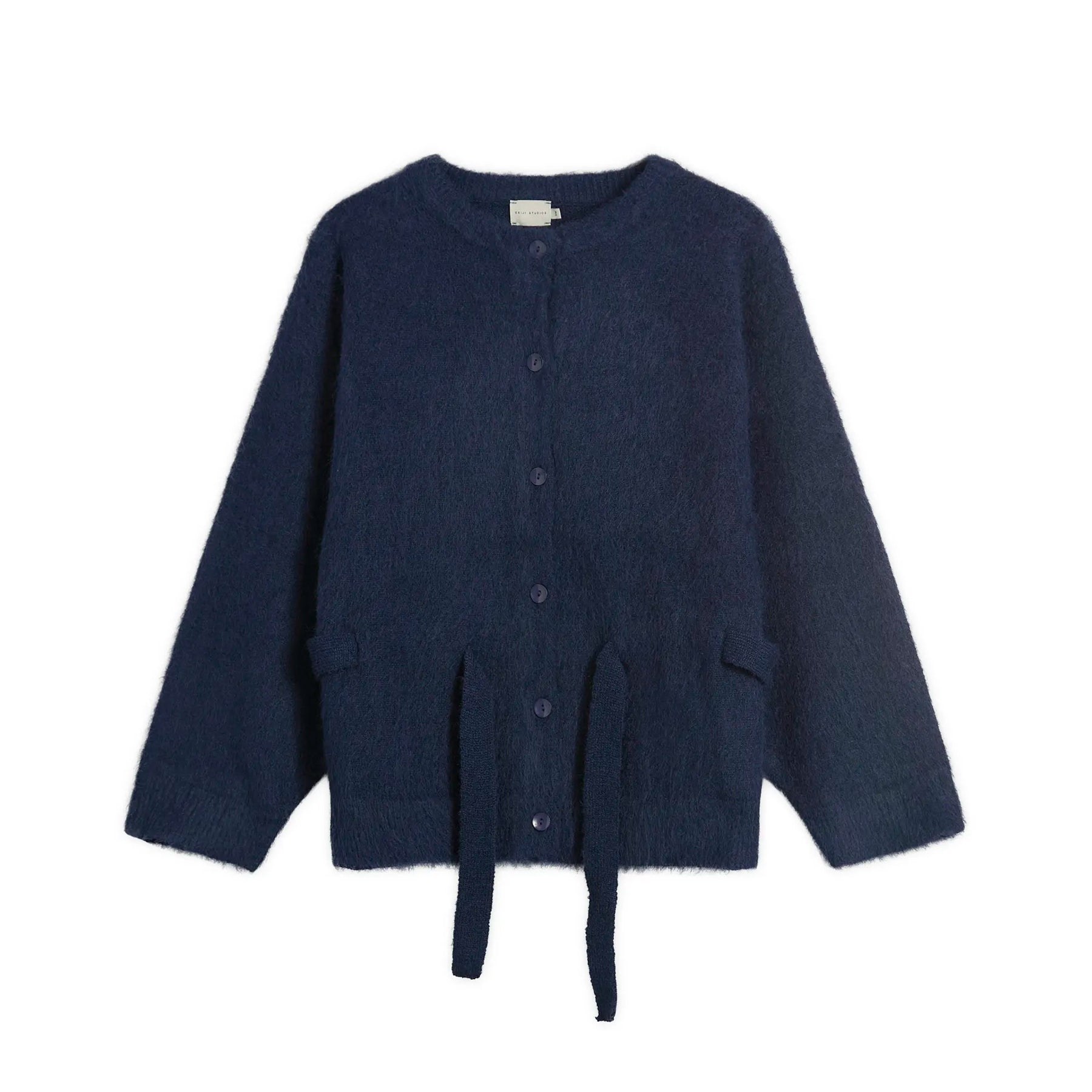 BELTED CARDI - NAVY