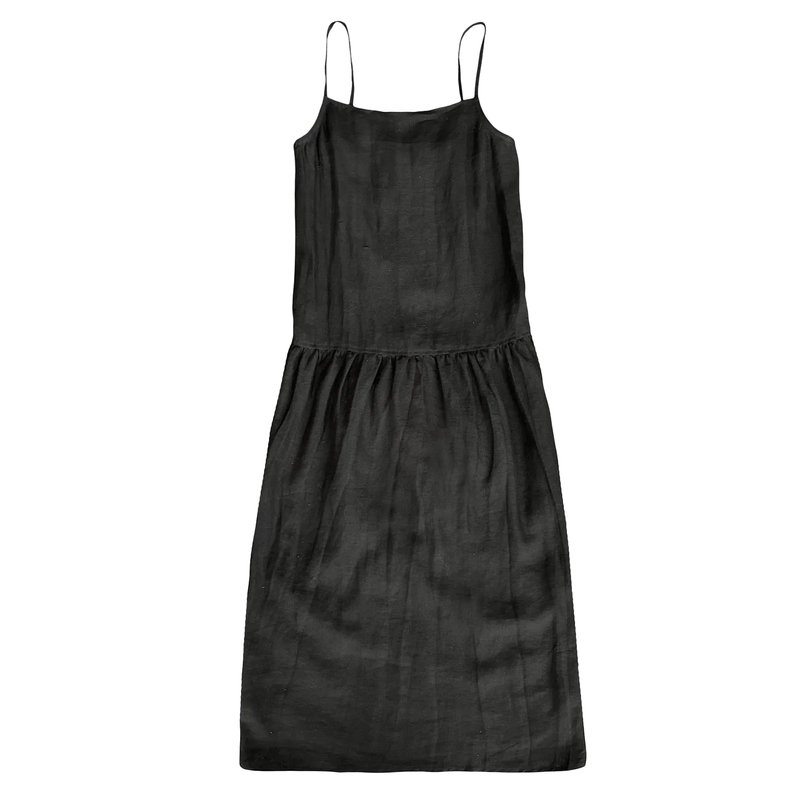 GATHERED HALTER DRESS - BLACK