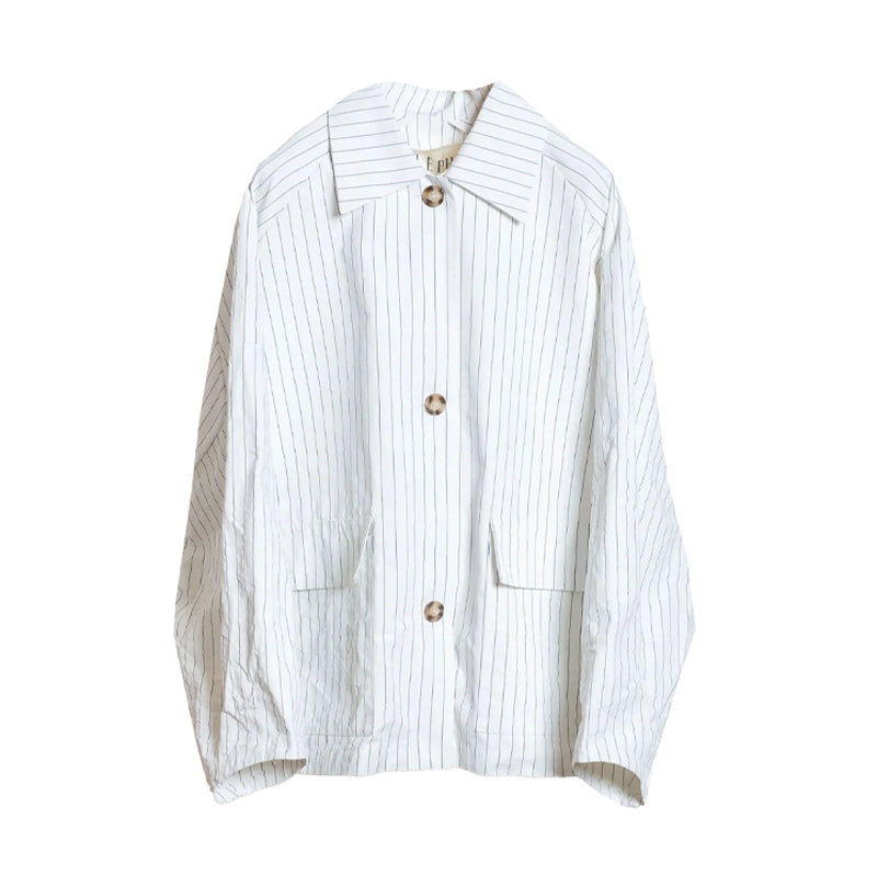 LIES SHORT COAT - WHITE STRIPE