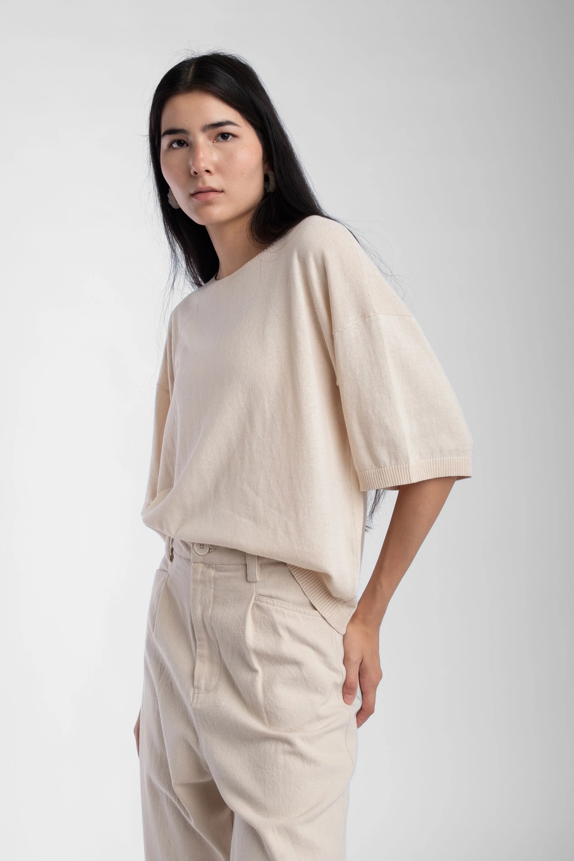 EXTRA FINE KNIT TEE - CREAM