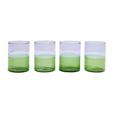 TWO TONE GLASSES - SET OF 4 - LILAC & GREEN