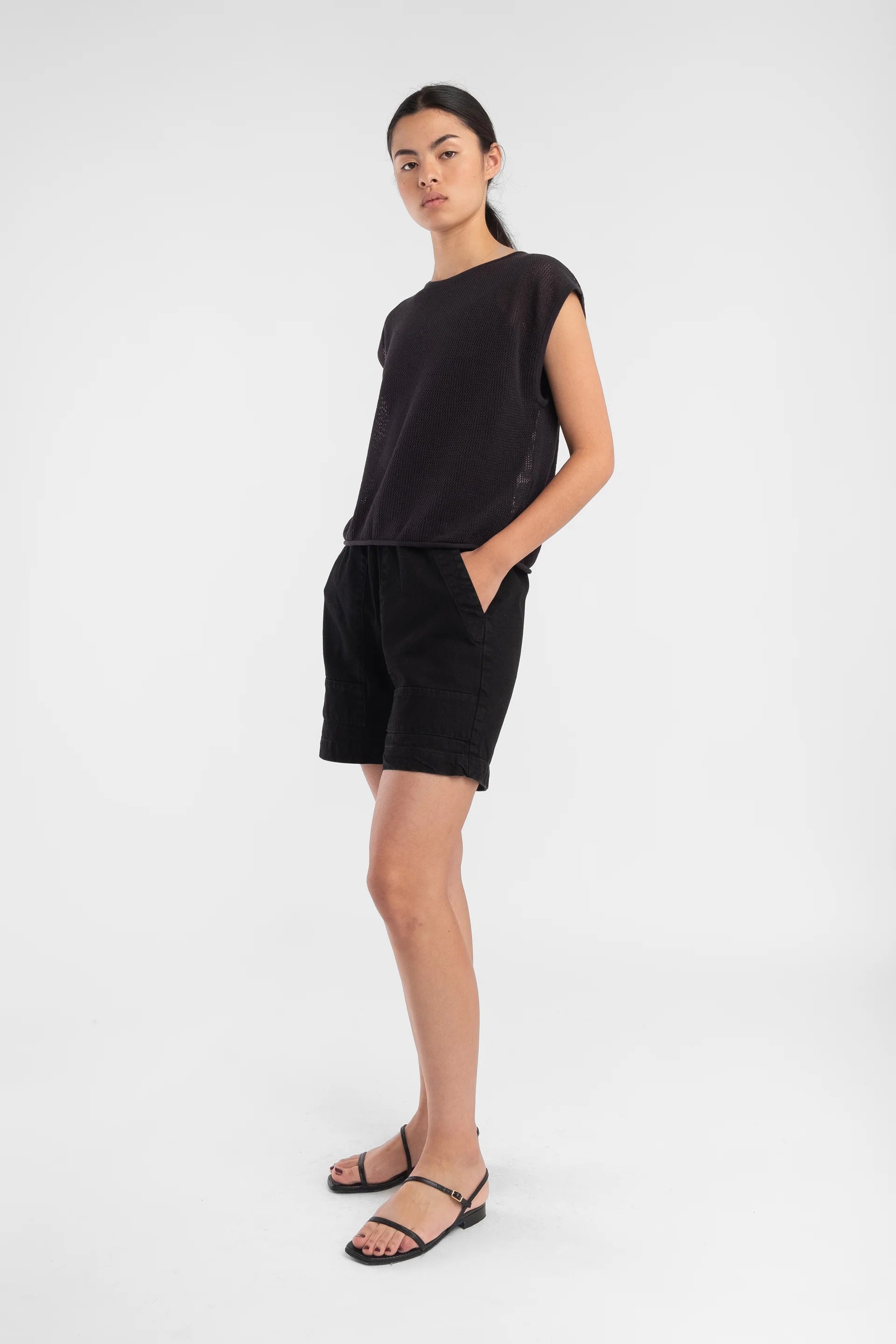 FINE MESH TANK - FADED BLACK