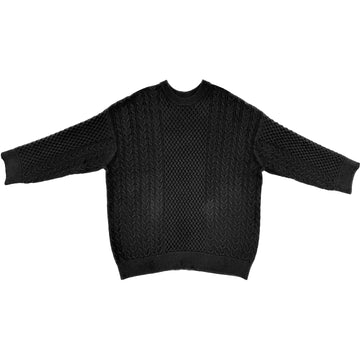 OVERSIZED CABLE KNIT SWEATER - BLACK