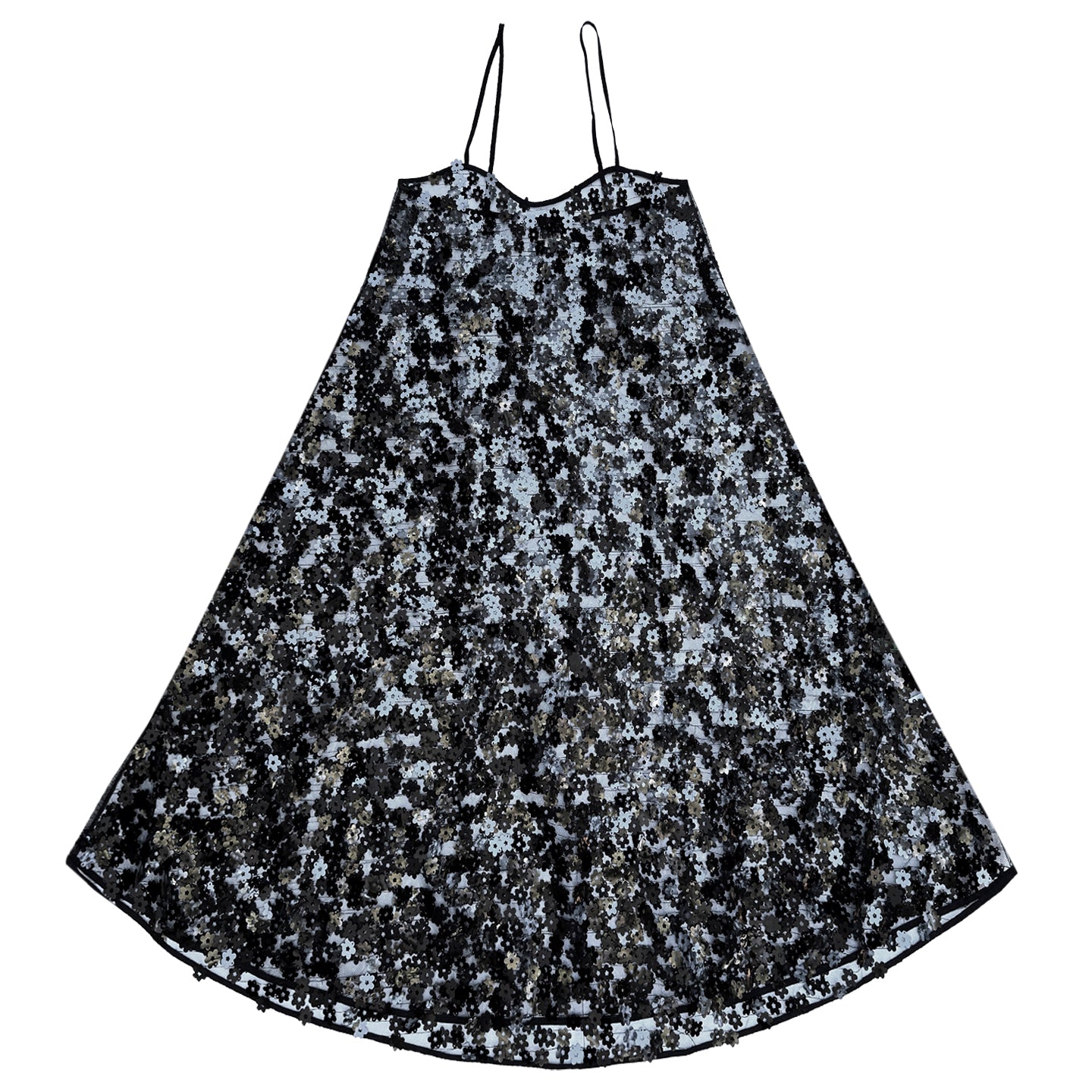 FULL HEM DRESS - BLACK FLOWER SEQUINS