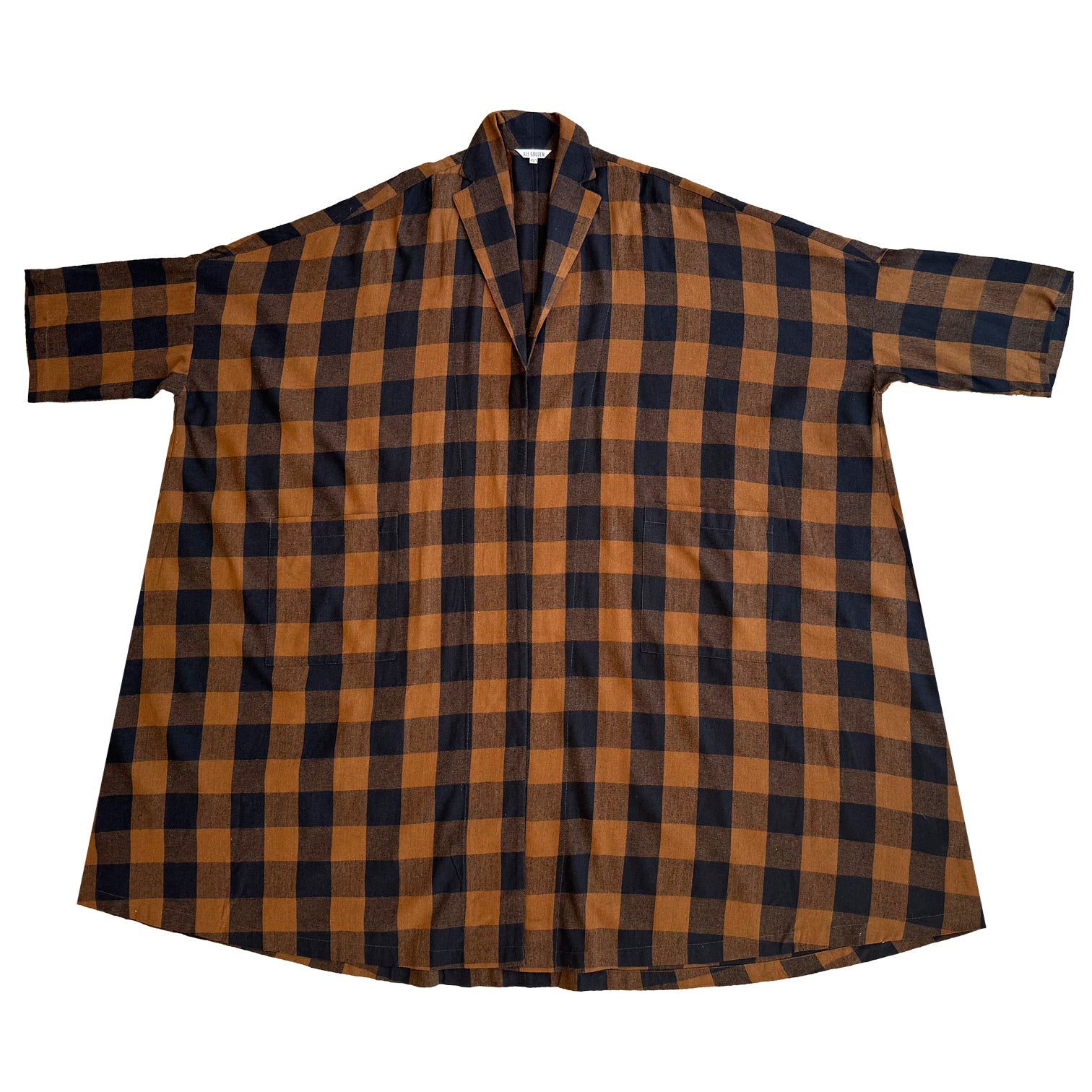 DROP SLEEVE NOTCH JACKET - COPPER/BLACK PLAID