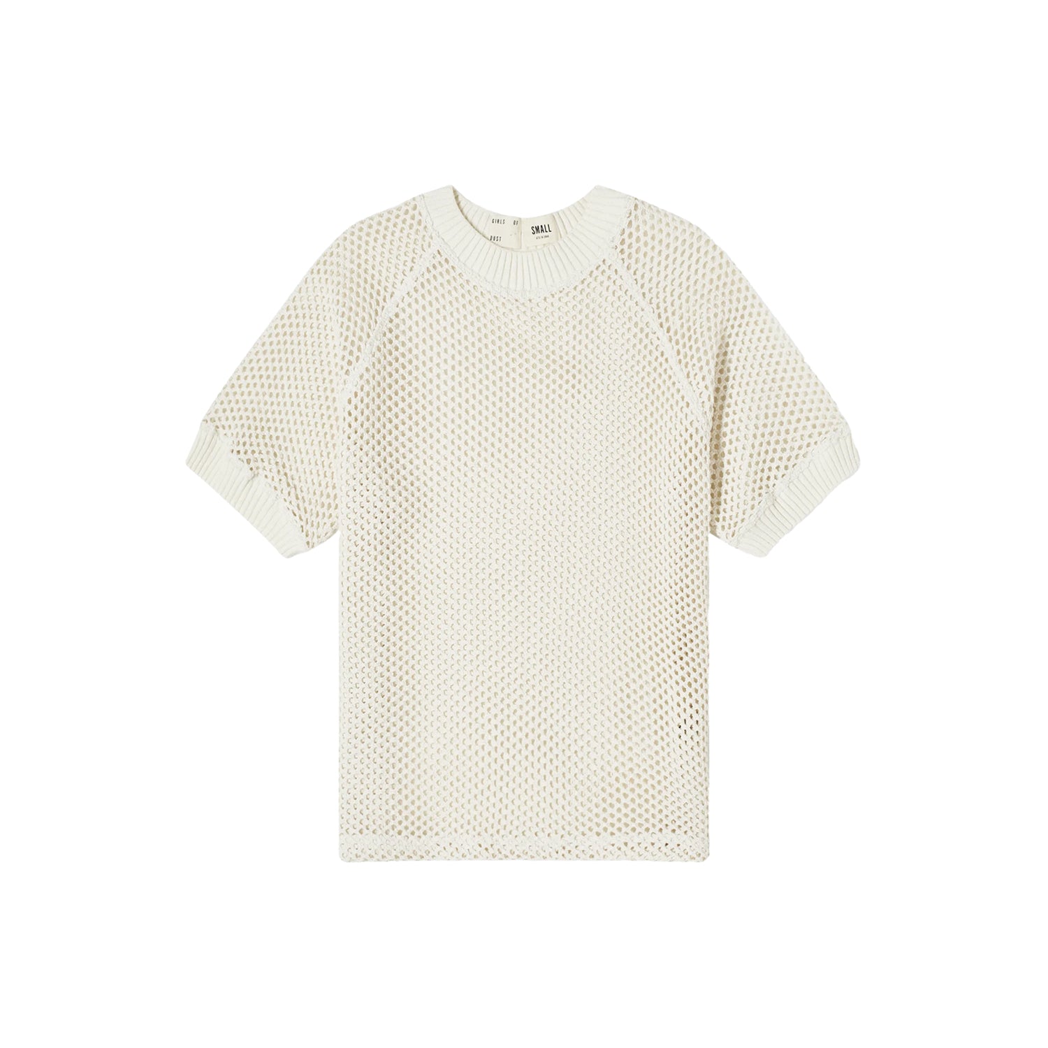 RAGLAN KNITTED SHORT SLEEVE T SHIRT - OFF WHITE