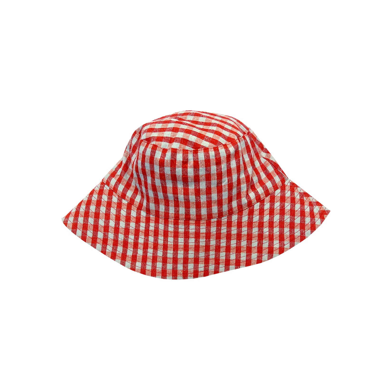 SILK NOIL BUCKET HAT - POPPY/ICE GINGHAM