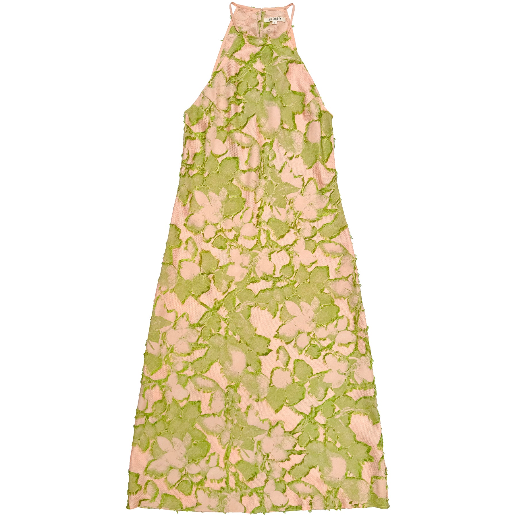 HIGH NECK BIAS DRESS - PINK/LIME
