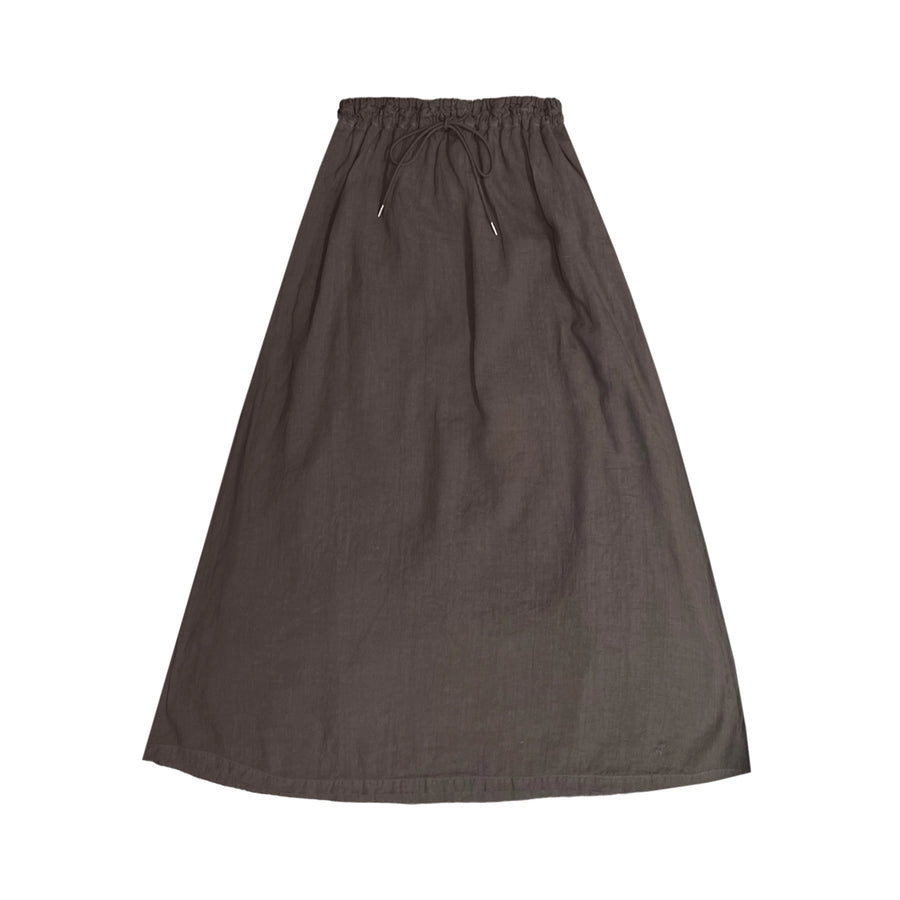 LINEN CANVAS OVERDYE SKIRT - KHAKI