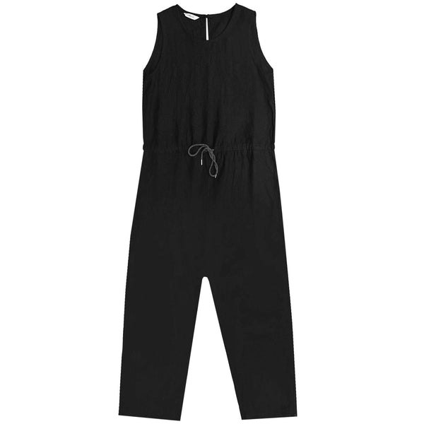 ★LECYTO★ HookLine SleevelessBlack Womens Black Sleeveless One Piece Bodysuit Low Neck Buttoned