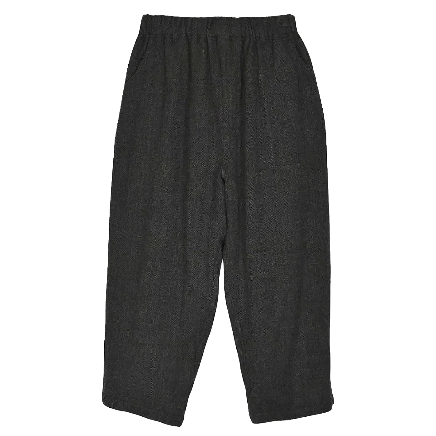 WOOL HERRINGBONE PANTS - BLACK