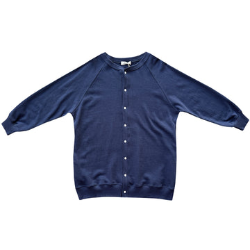 FRENCH TERRY SNAP CARDIGAN - NAVY