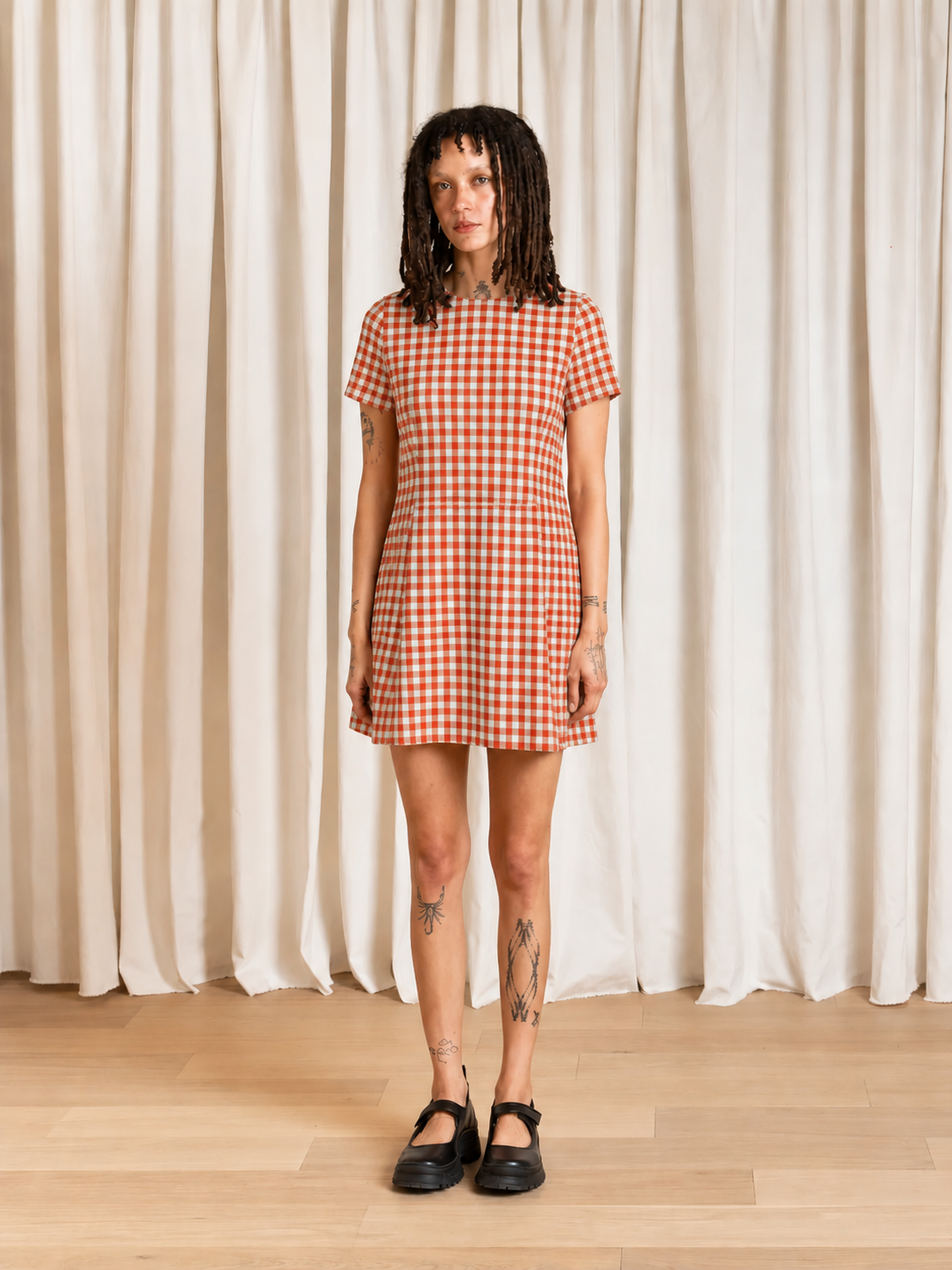 PLAID MINI DRESS - LIME/POPPY SMALL PLAID