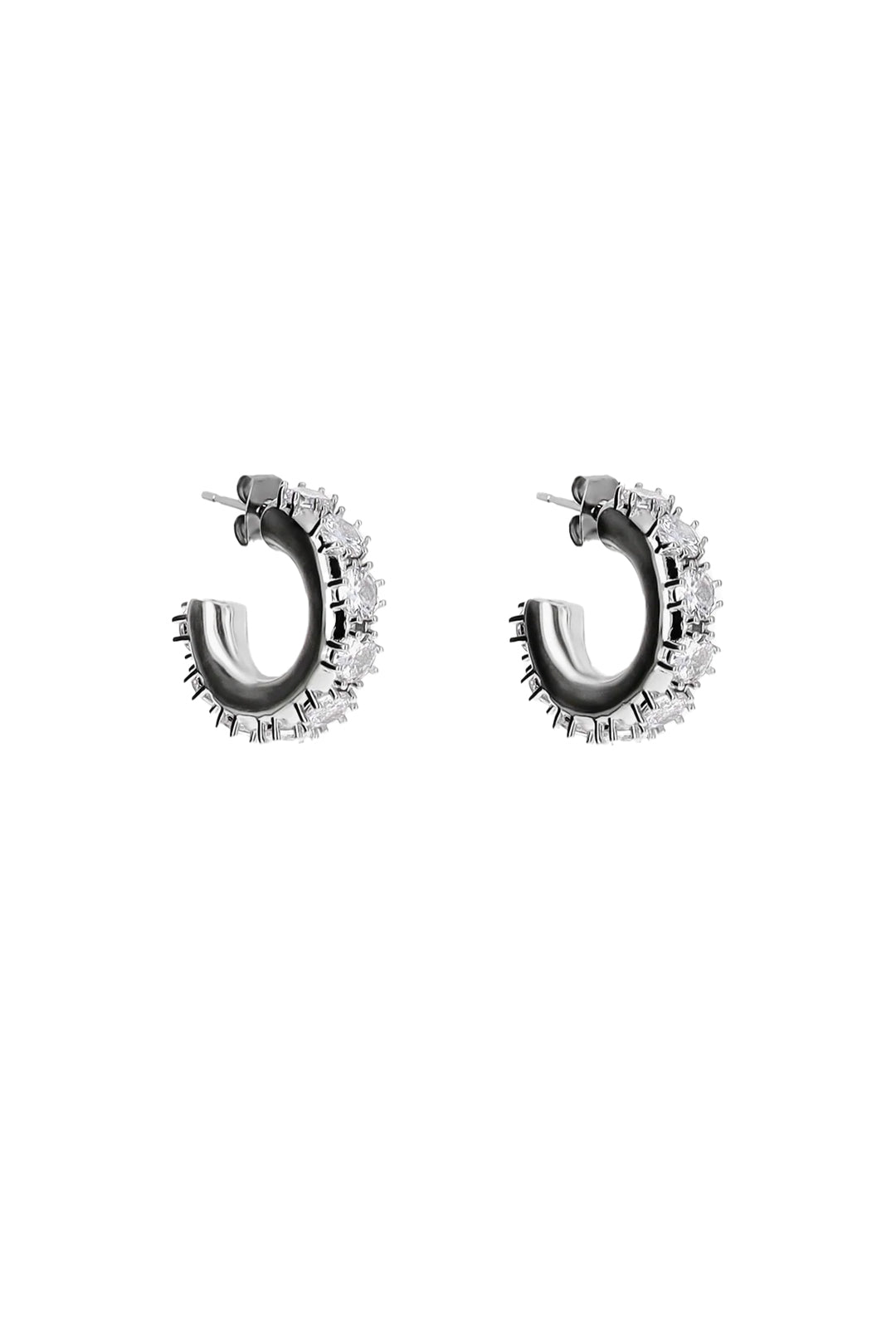 NINA EARRINGS - CRYSTAL & PALLADIUM