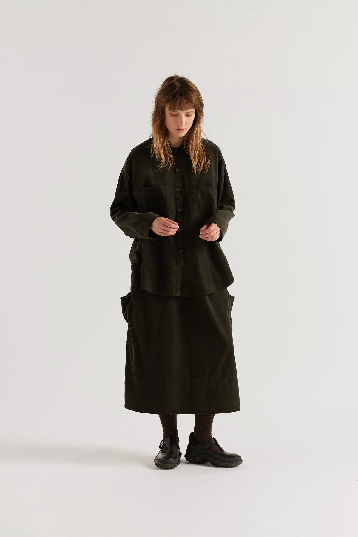 FLEETING CORD SKIRT - BROWN