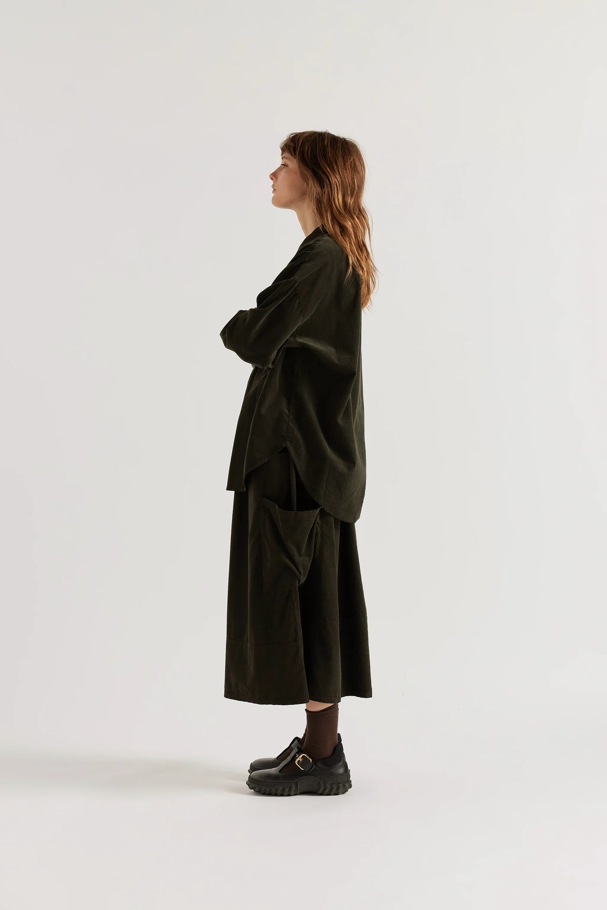 FLEETING CORD SKIRT - BROWN
