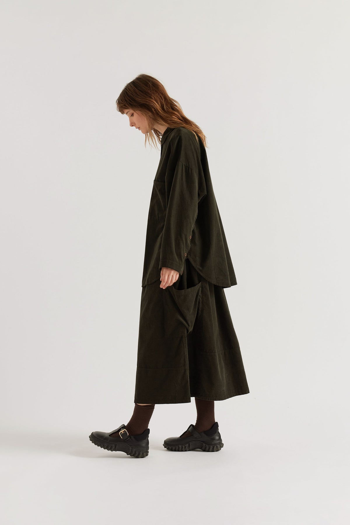 FLEETING CORD SKIRT - BROWN
