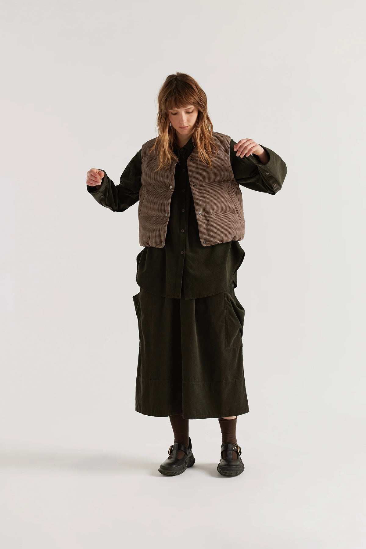 FLEETING CORD SKIRT - BROWN