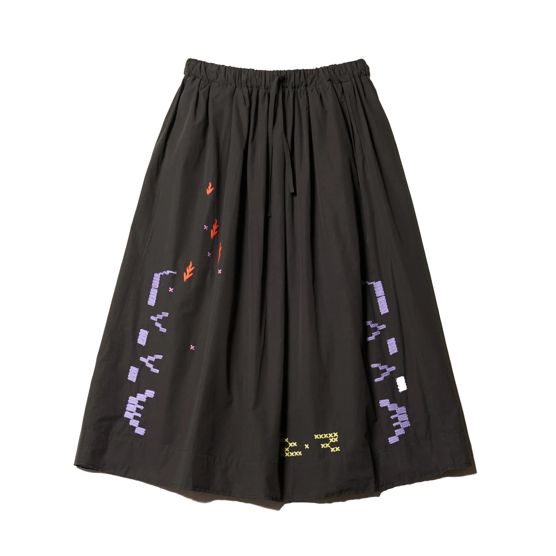 UNIVERSE EMBROIDERED SKIRT - BLACK