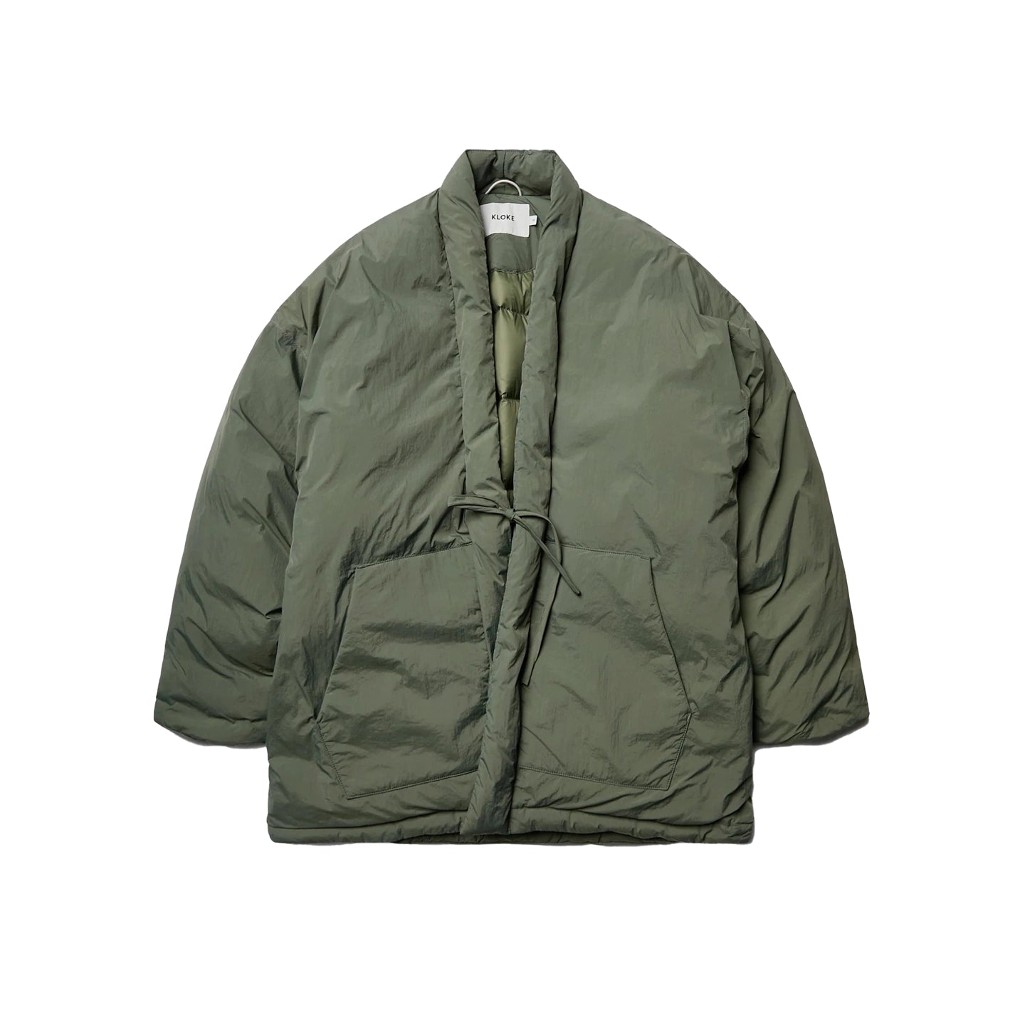 ABEYANCE QUILTED WRAP COAT - OLIVE