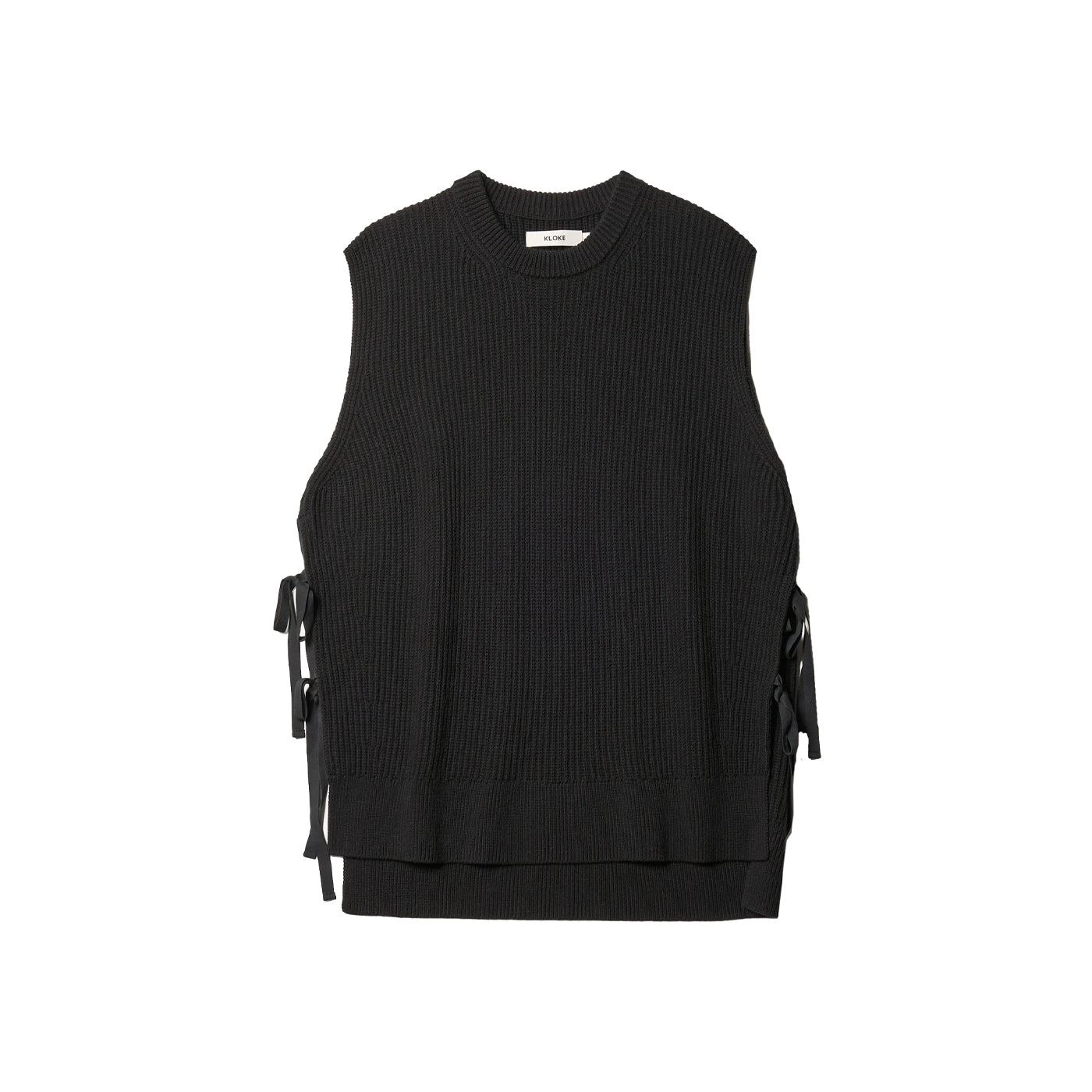 SHARD RIBBED VEST - BLACK