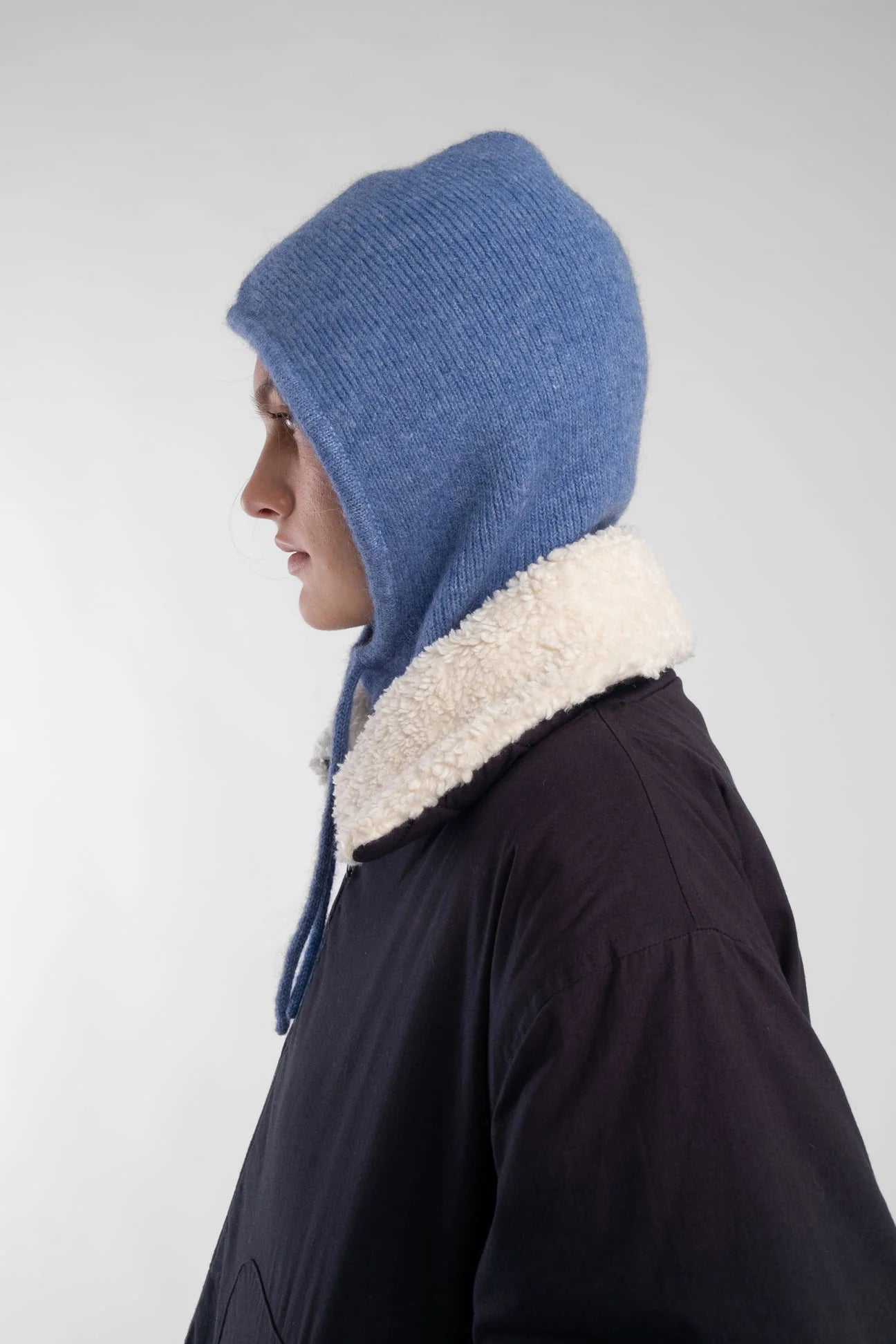 KNIT HOOD - CYAN