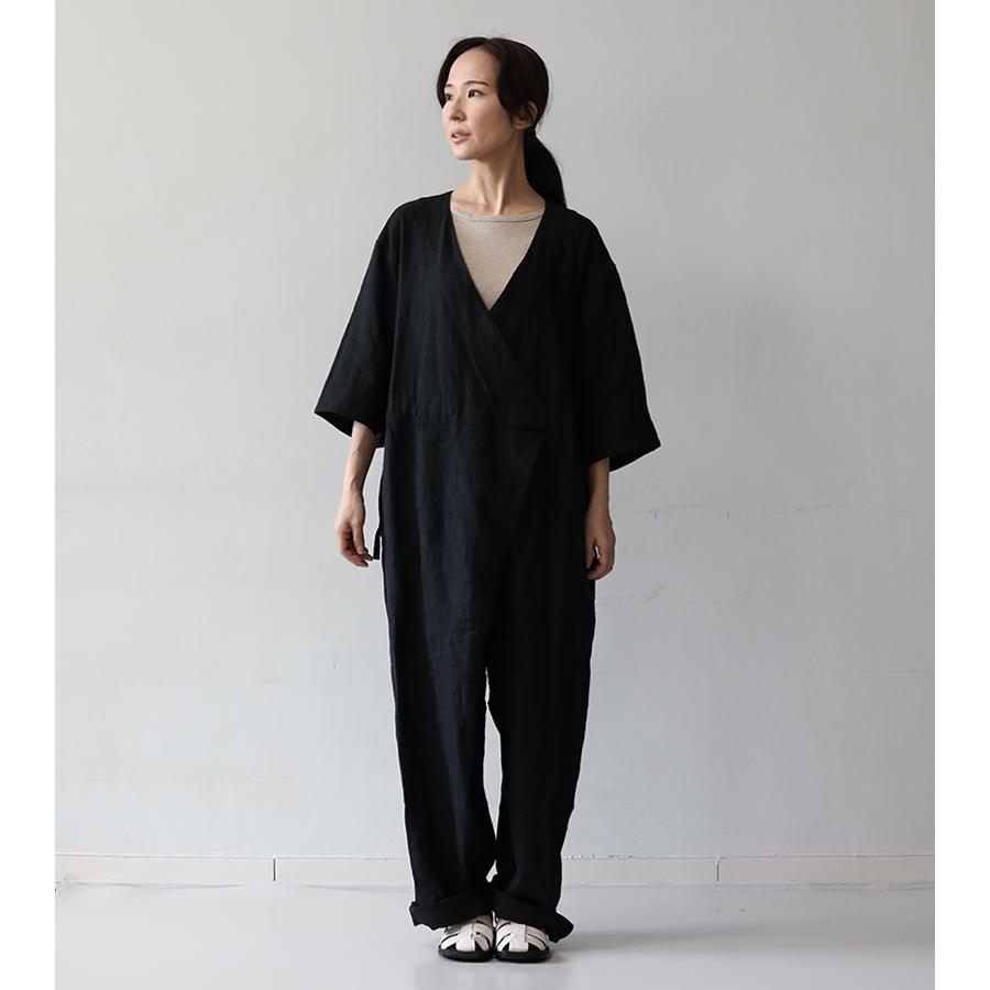 LINEN VINTAGE JUMPSUIT - BLACK