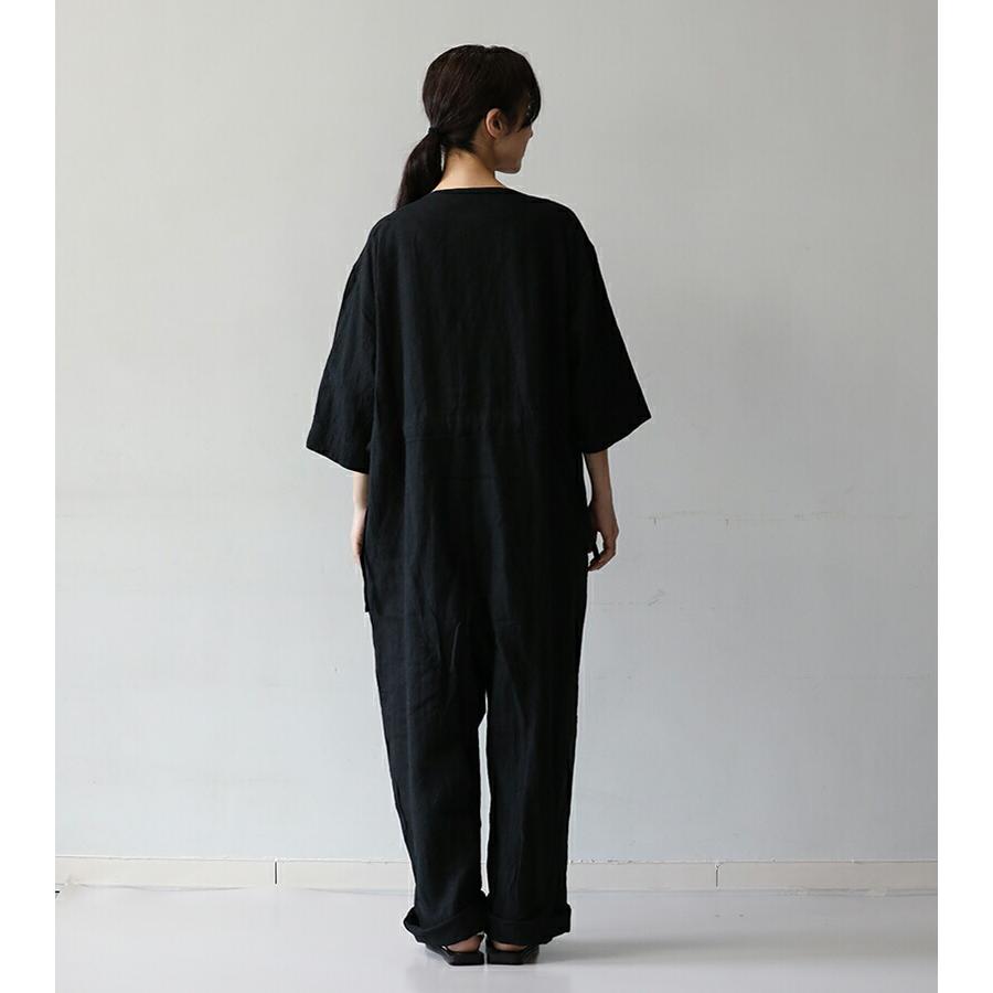 LINEN VINTAGE JUMPSUIT - BLACK