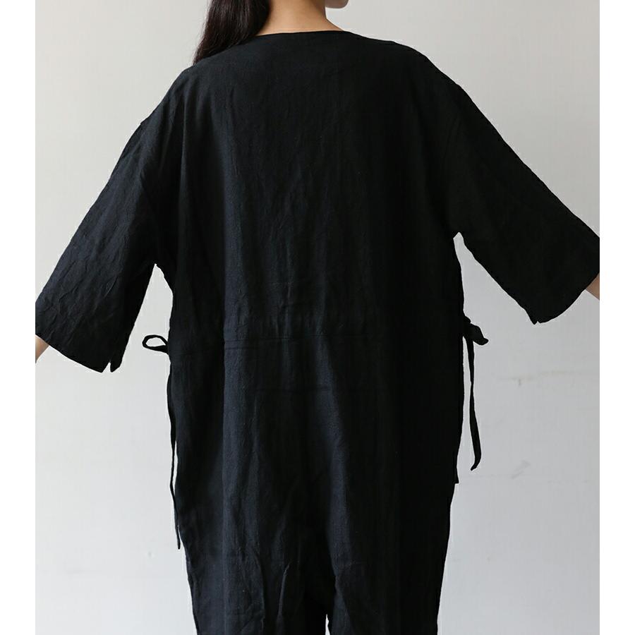 LINEN VINTAGE JUMPSUIT - BLACK