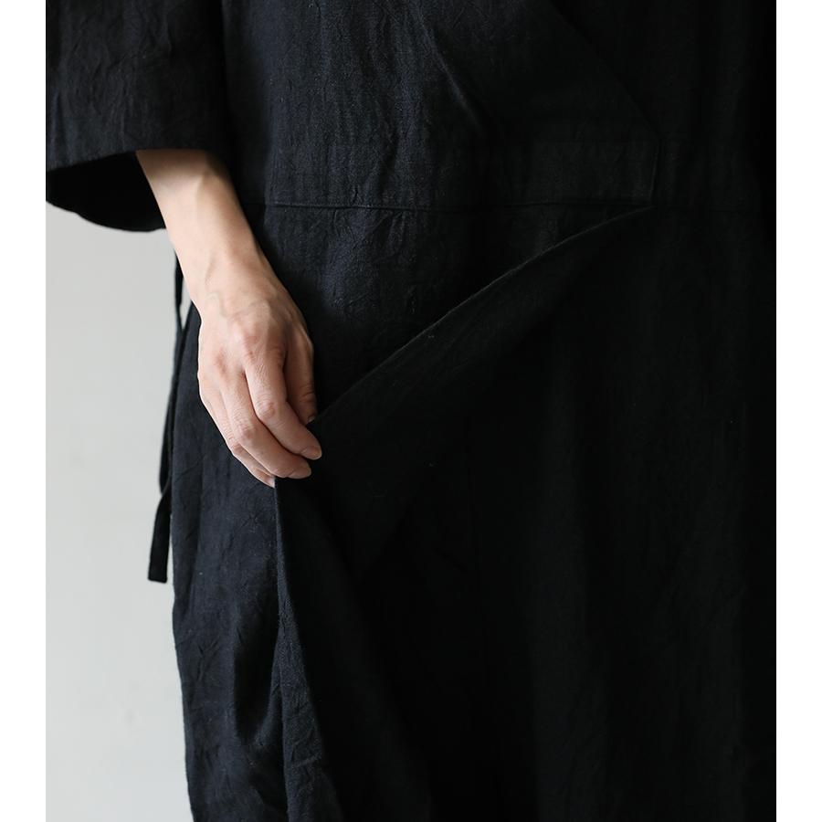 LINEN VINTAGE JUMPSUIT - BLACK