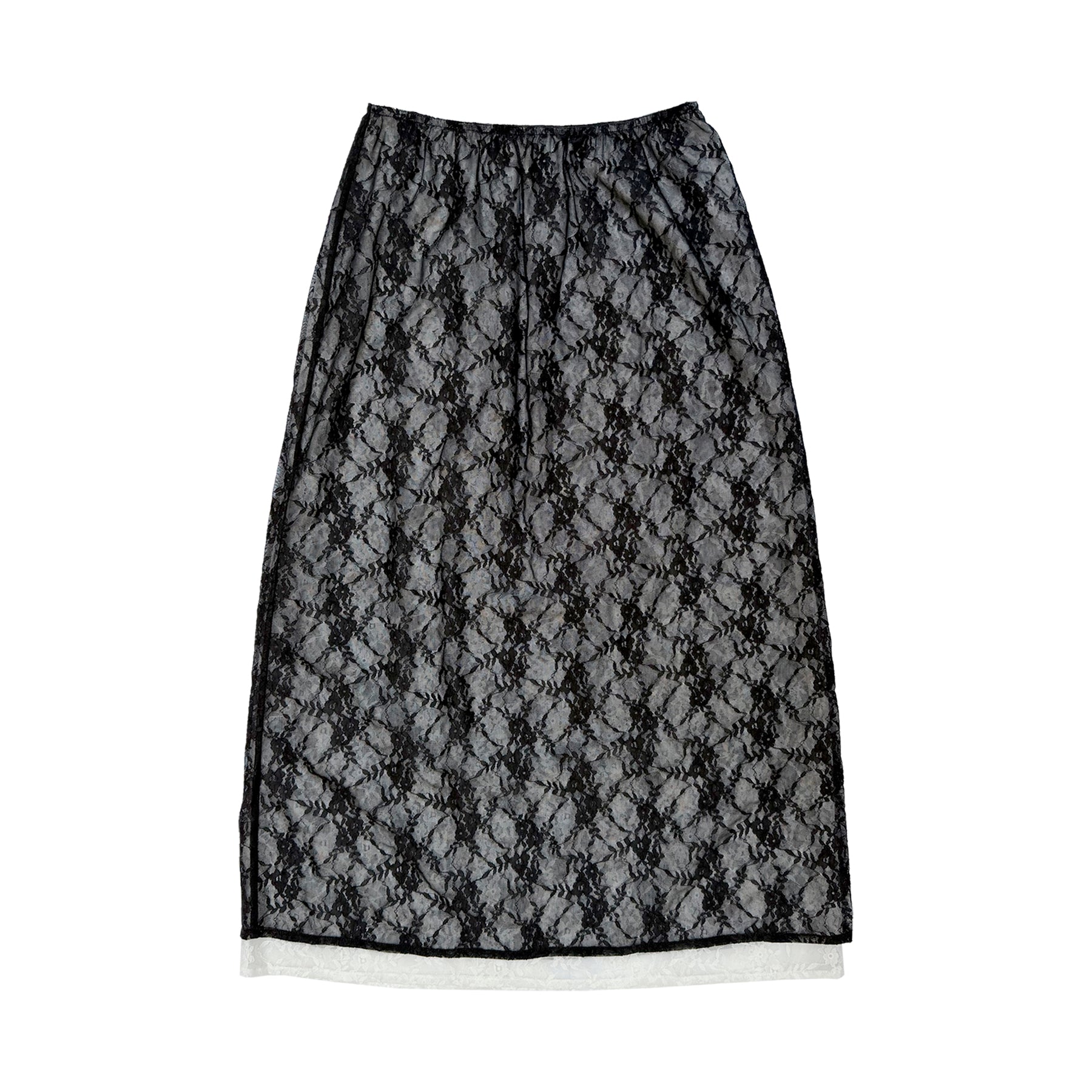 LACE LAYERED SKIRT - BLACK/WHITE LACE