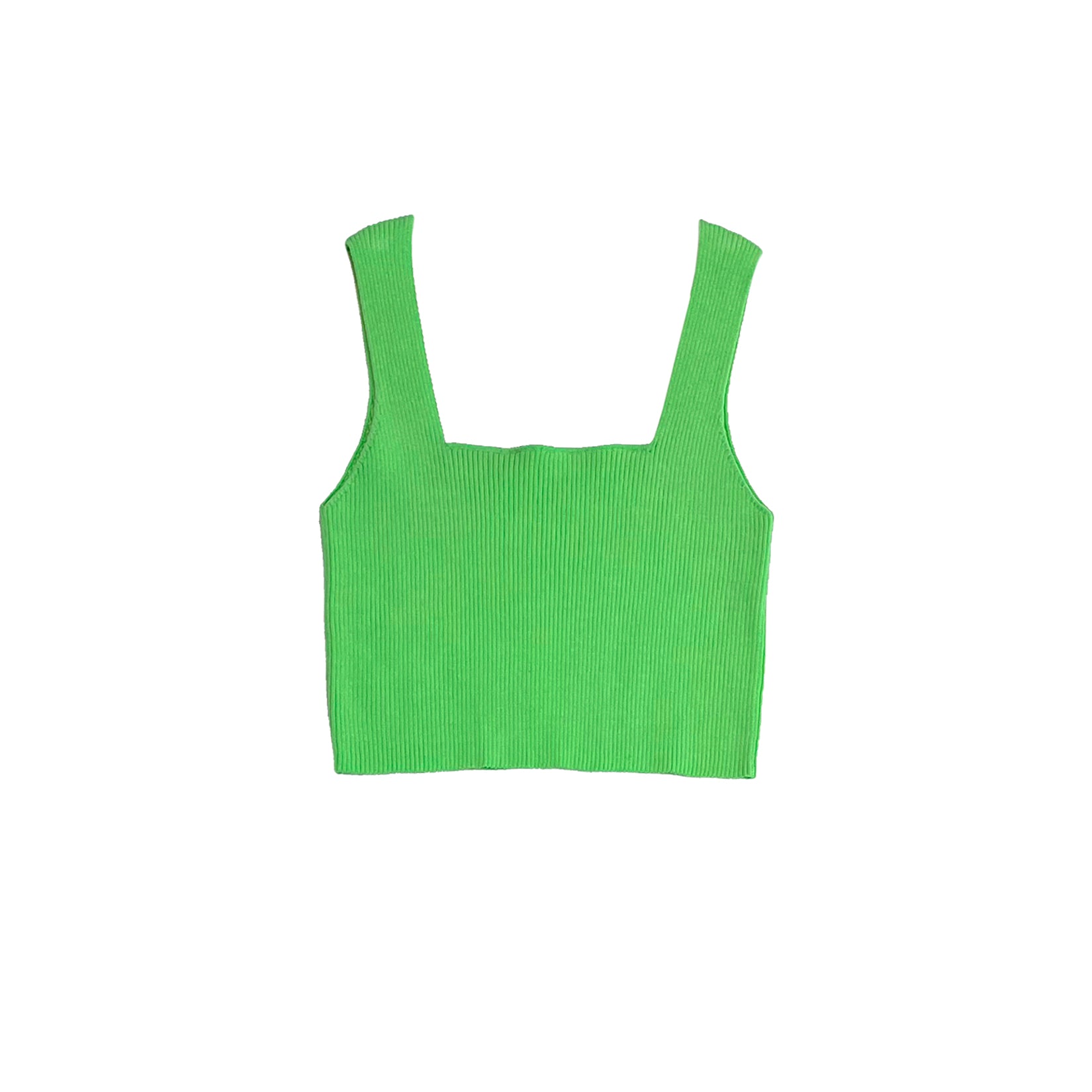 KNIT CROP TANK - LIME