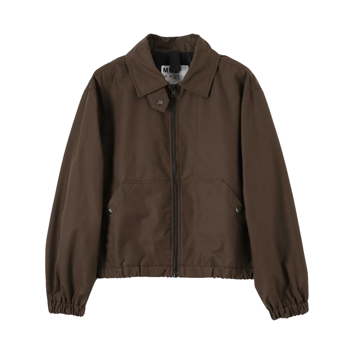 ZIP THROUGH JACKET WASHED COTTON CANVAS - COCOA