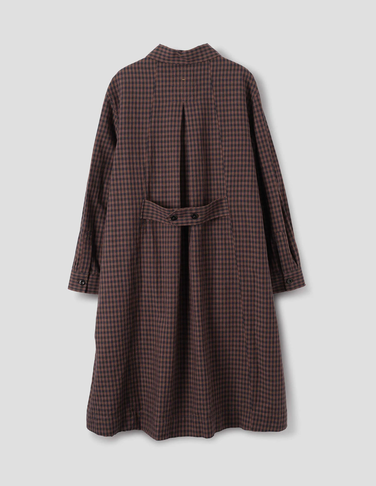 OFFSET PLACKET DRESS - GINGHAM CHESTNUT / INK