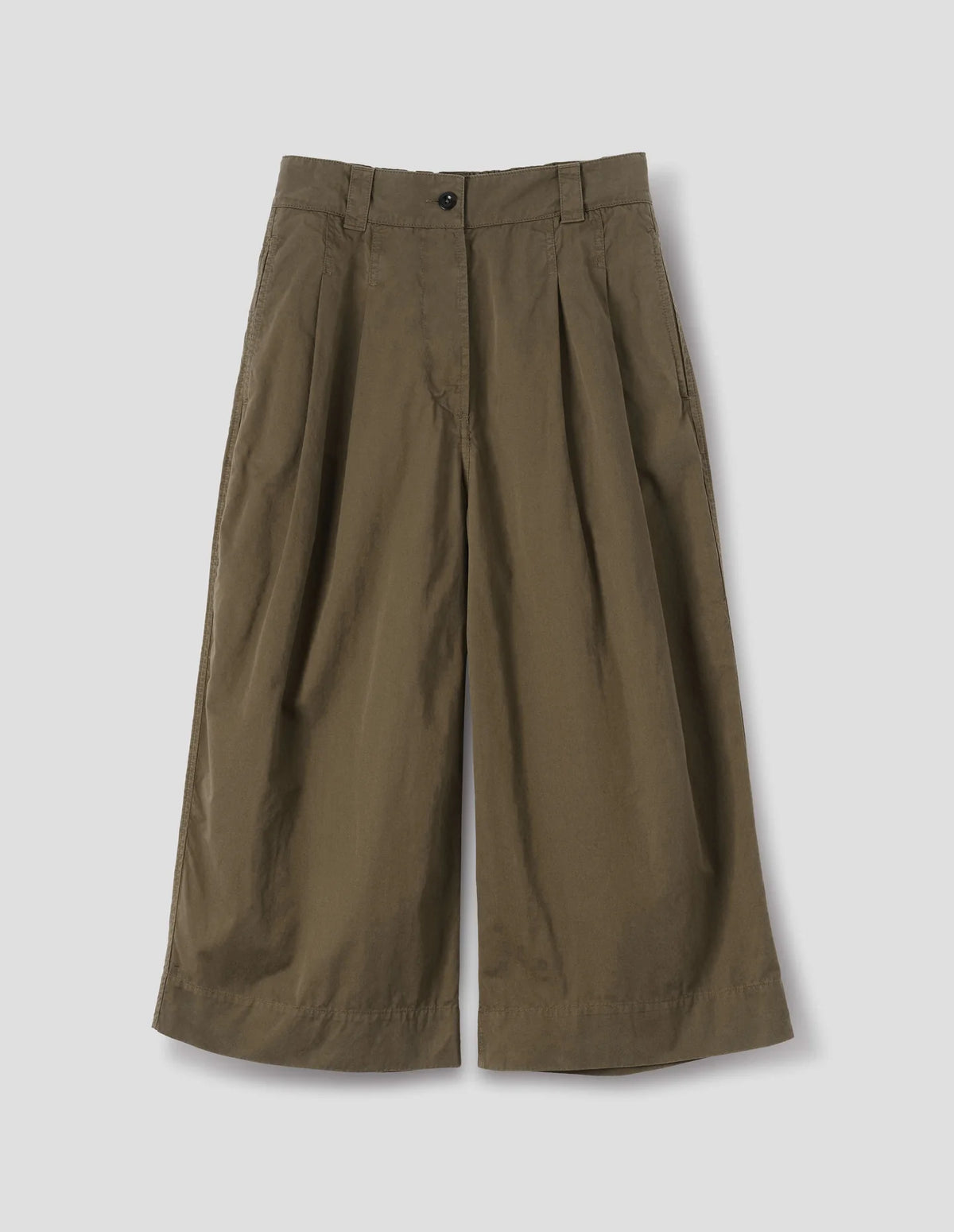 PLEATED CULOTTES SOFT DENSE COTTON - KHAKI