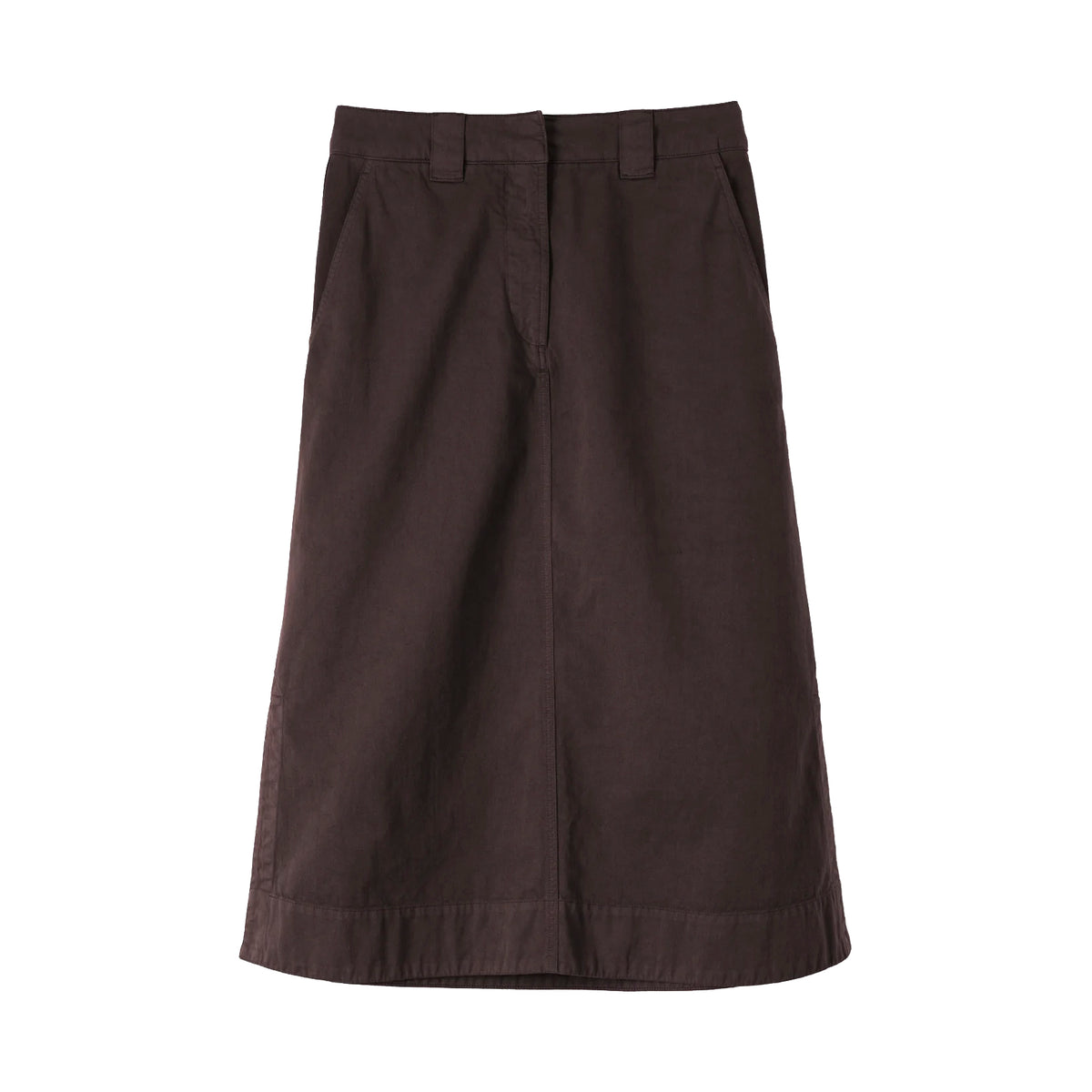 SIDE VENT SKIRT IRREGULAR SPUN COTTON - COCOA