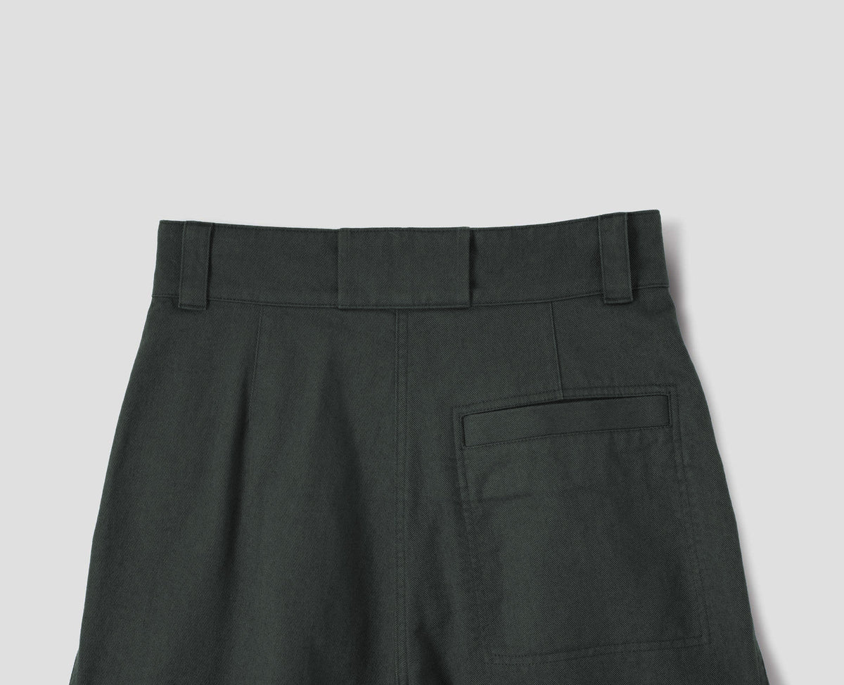 SIMPLE PLEAT TROUSERS SOFT COTTON DRILL - STORM