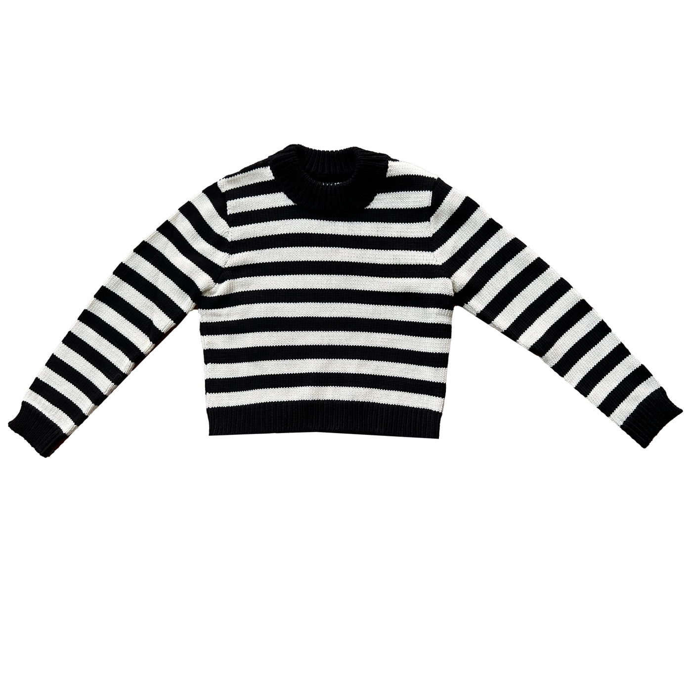 SHRUNKEN COTTON JUMPER - ECRU STRIPE