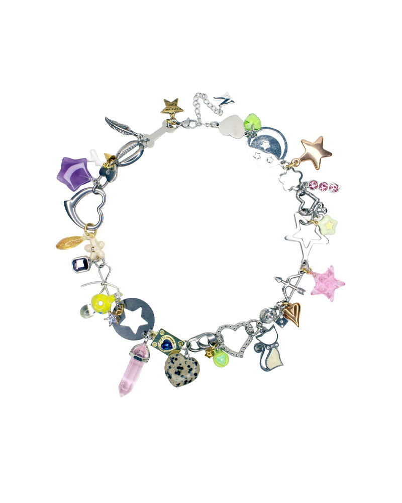 ROSY CHARM NECKLACE - PINK/WHITE