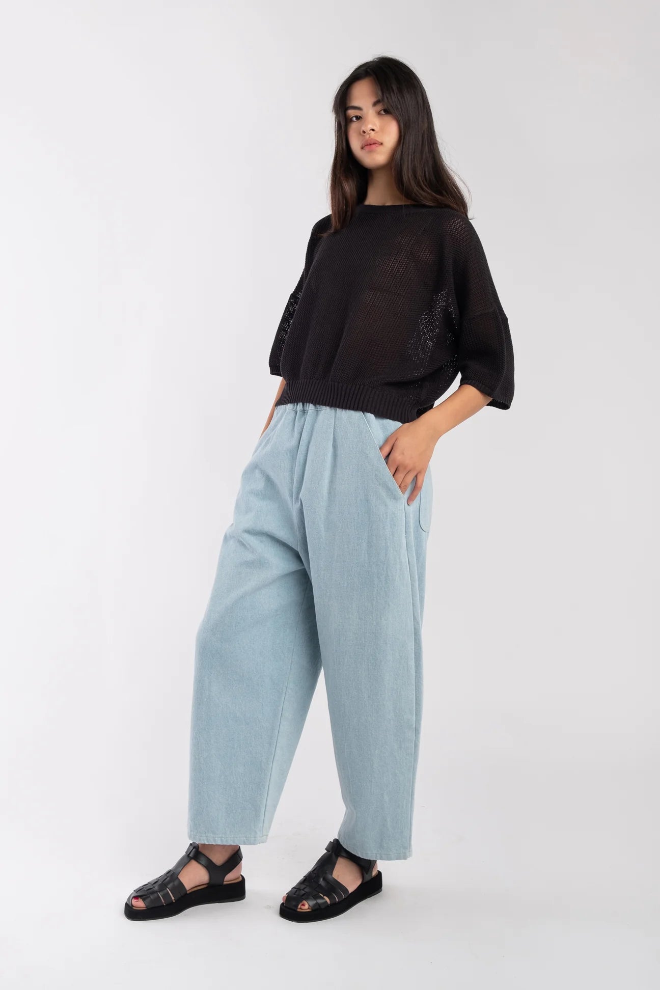 MESH TEE - FADED BLACK