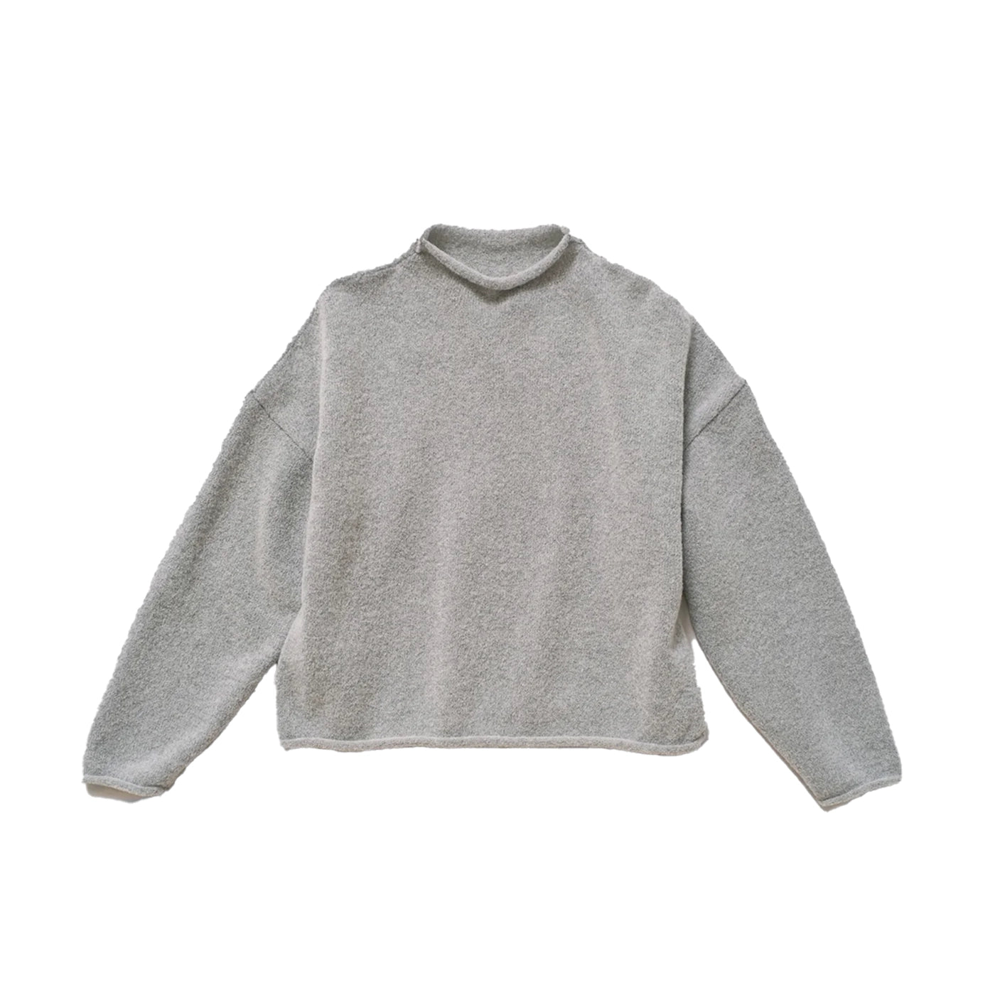 BOUCLE ROLLED SWEATER - HEATHER GRAY