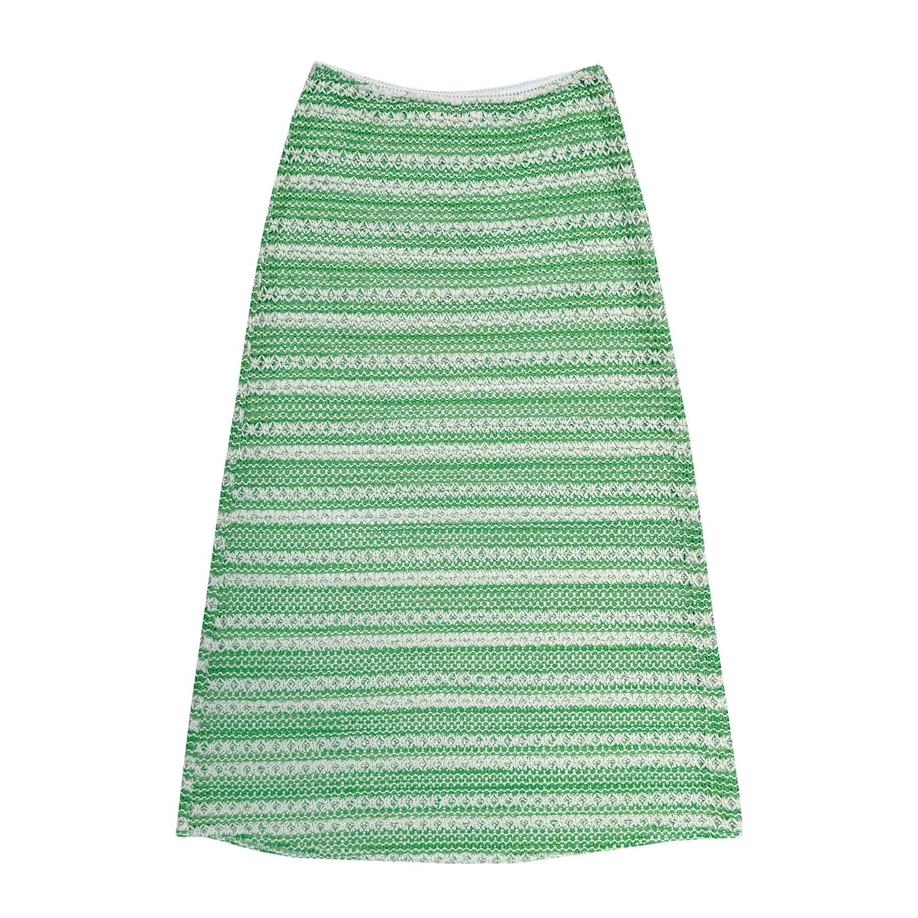 SLIM MIDI SKIRT - LIME/IVORY CROCHET