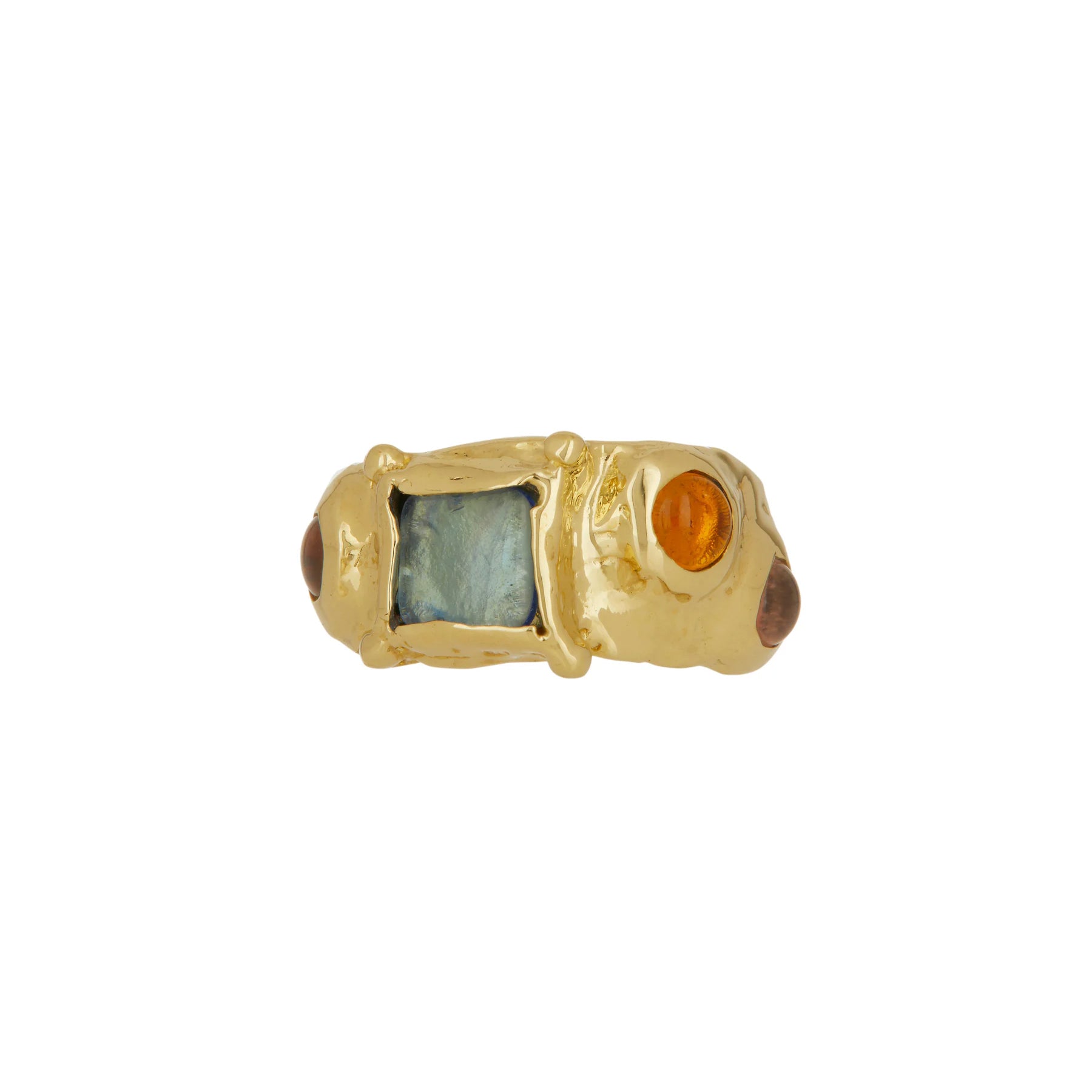 SUEDE RING - BRASS - LIGHT BLUE