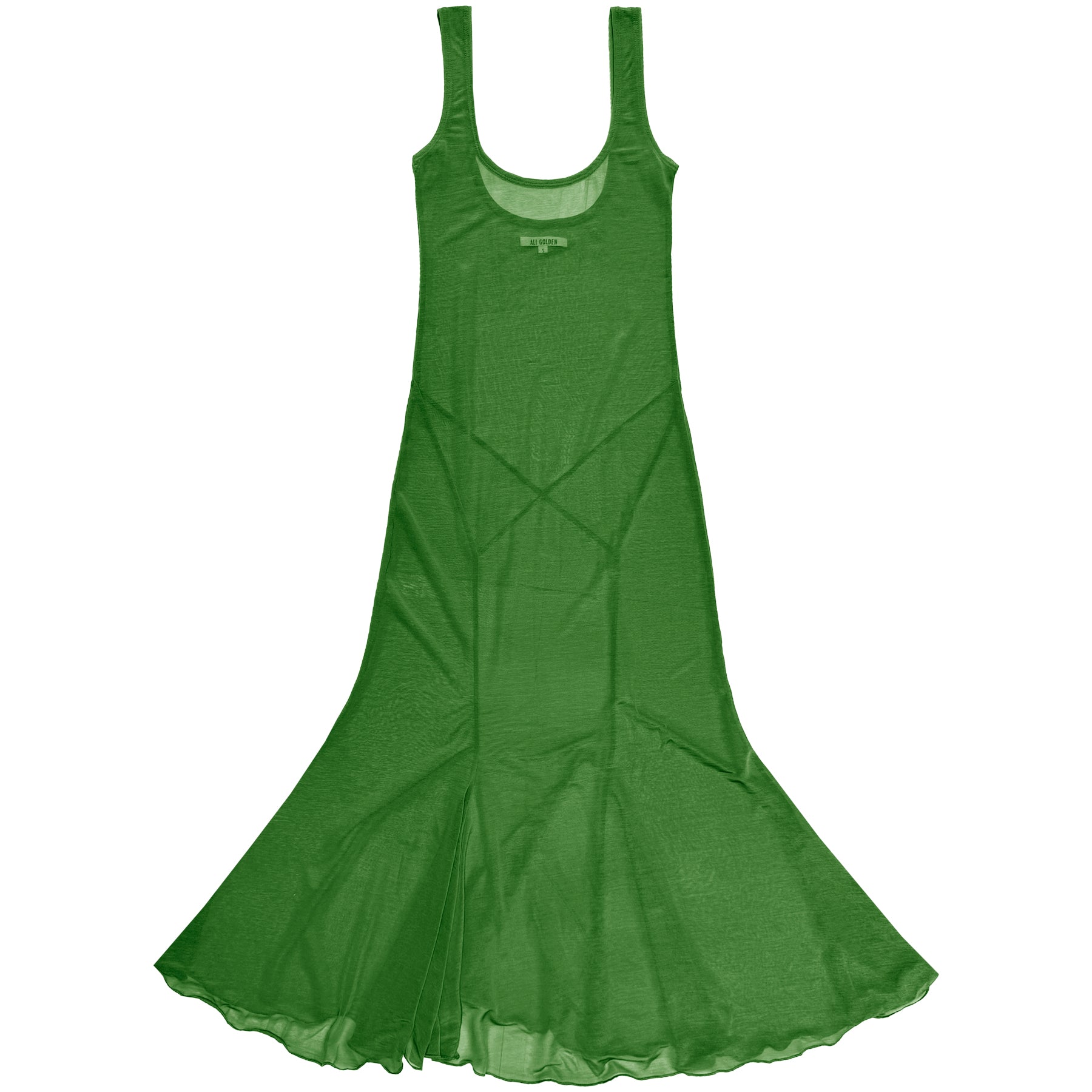 TANK DRESS W/ ASYMMETRICAL HEM - GRASS GREEN