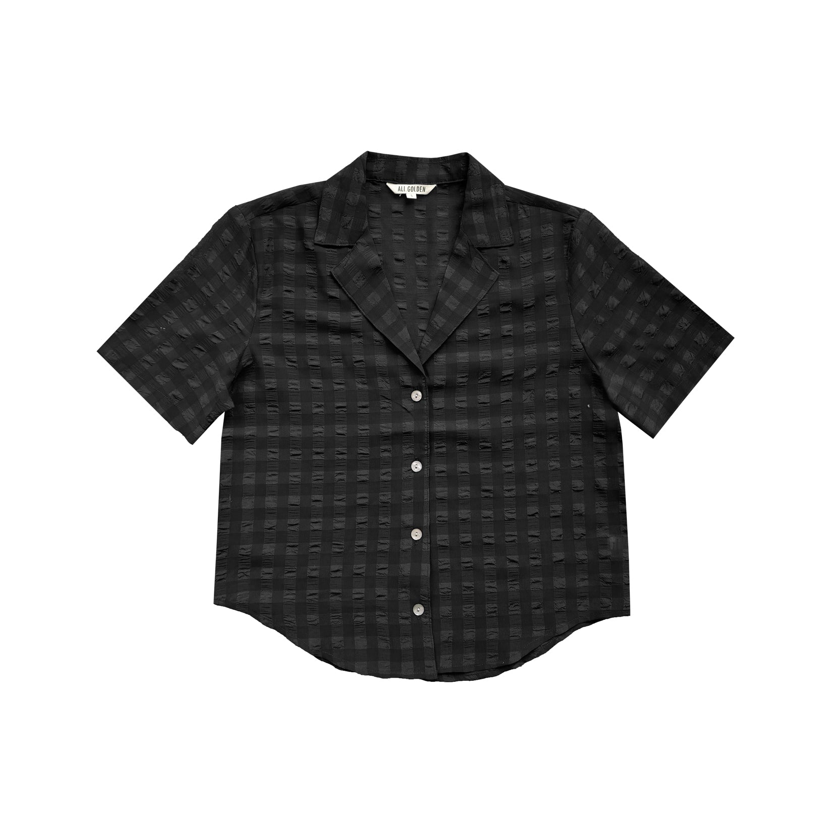 NOTCH COLLAR TOP - BLACK CHECK