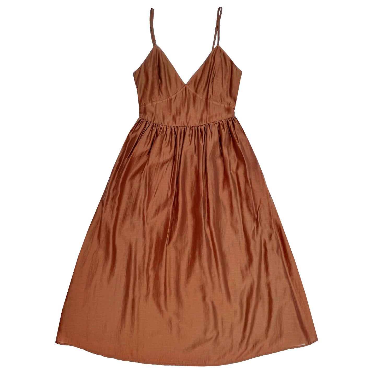 TIE BACK MIDI DRESS - COPPER