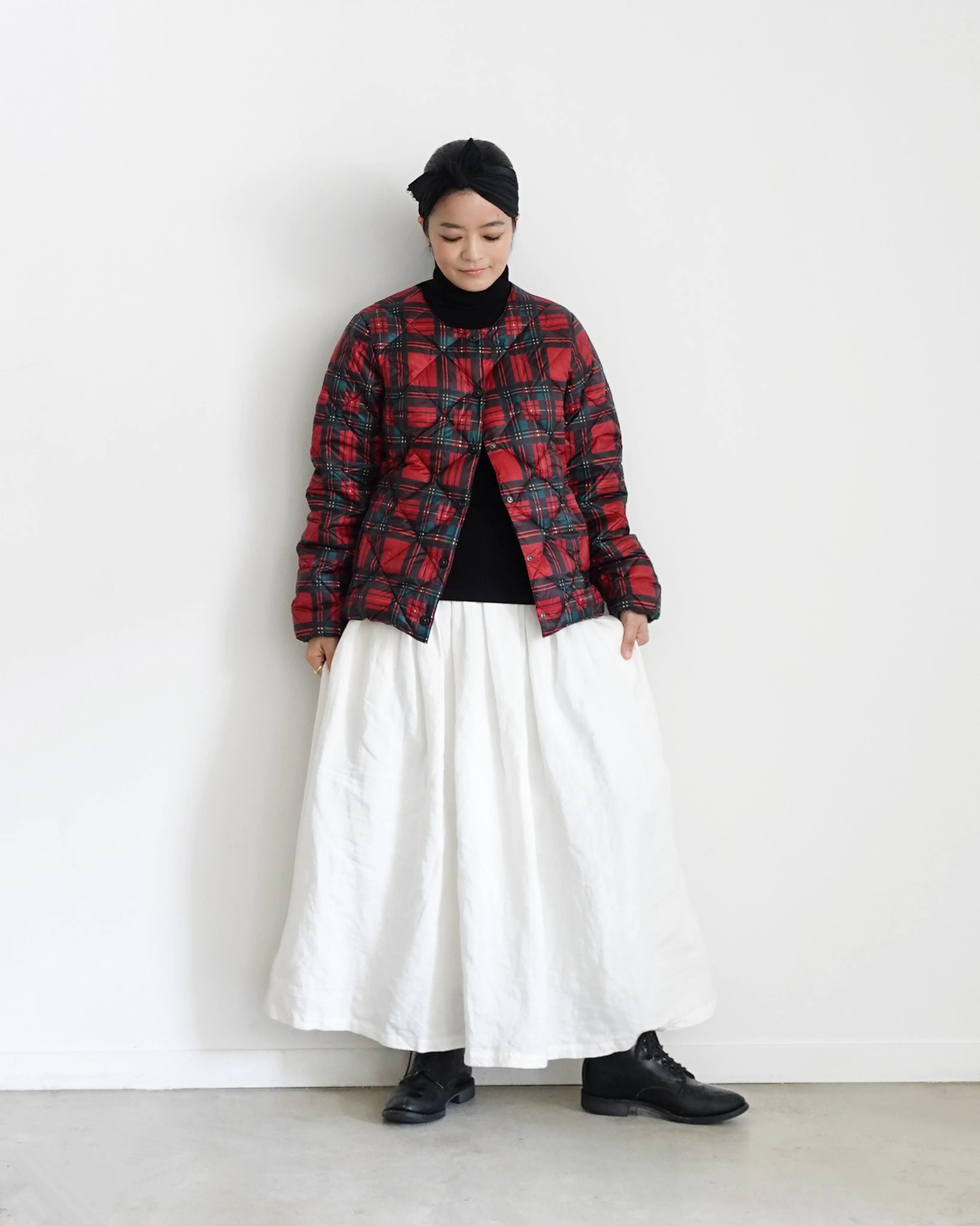 ICHI ANTIQUITES x TAION - DOWN JACKET - RED TARTAN