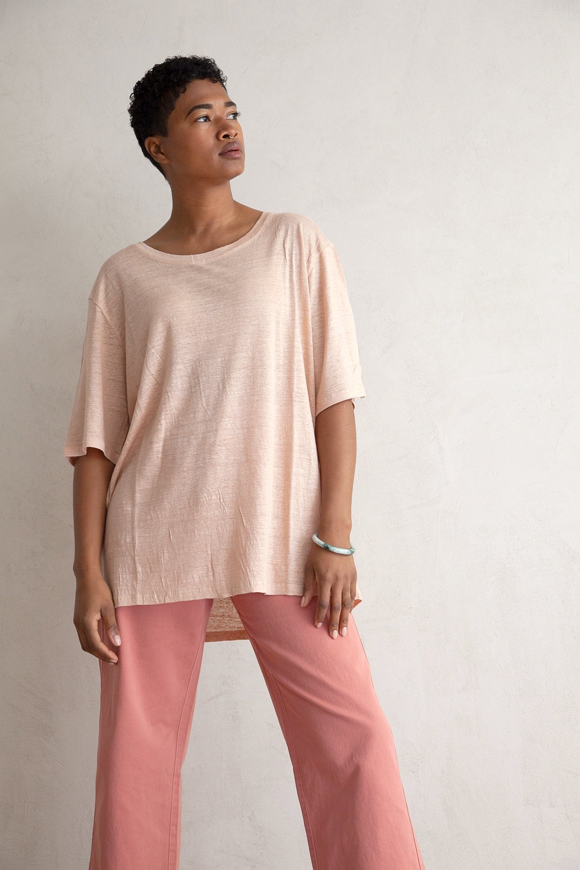 SAMPLE - LINEN OVERSIZED T-SHIRT - CREAM