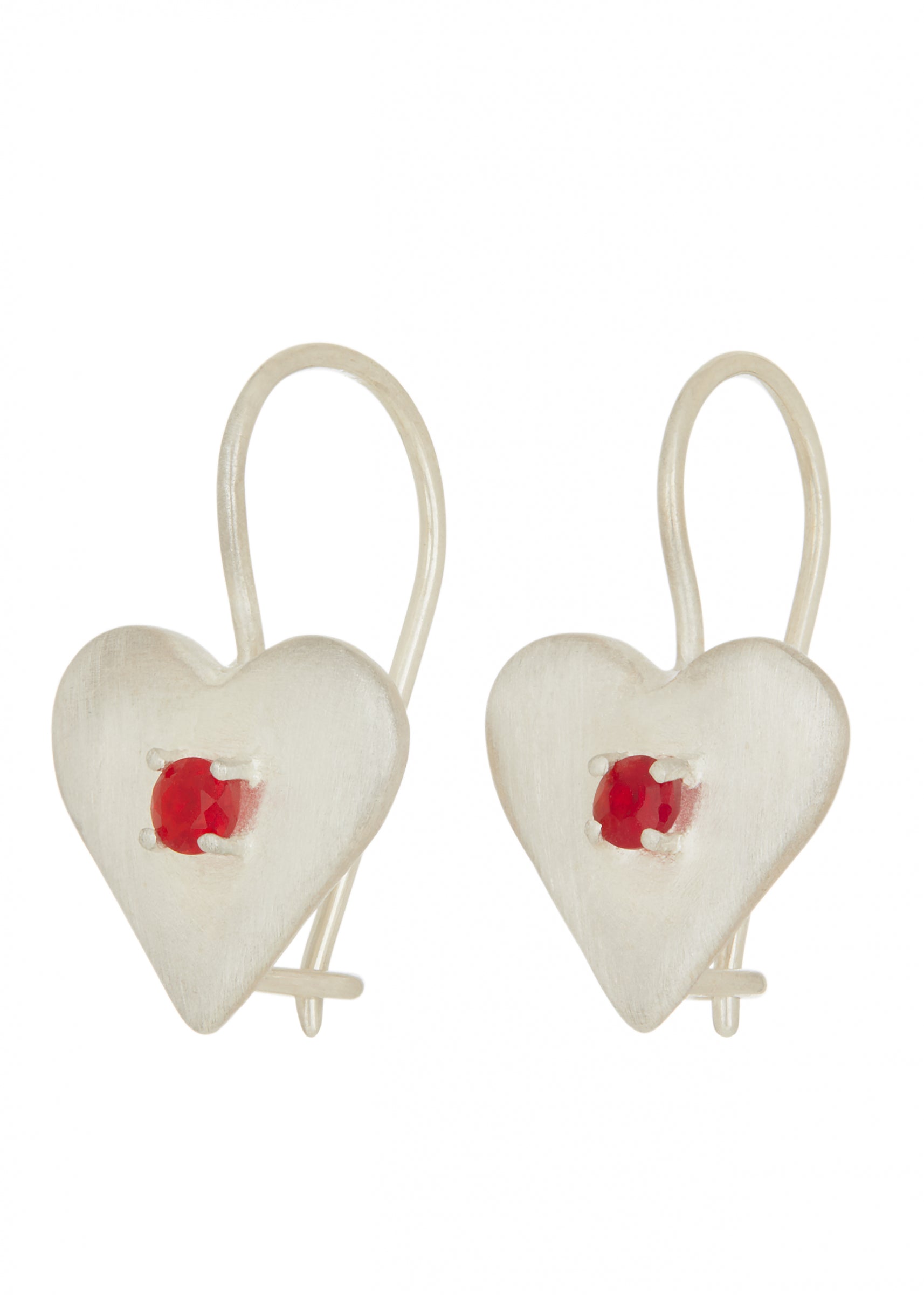 SWEETHEART EARRINGS - STERLING SILVER W/ RED GLASS