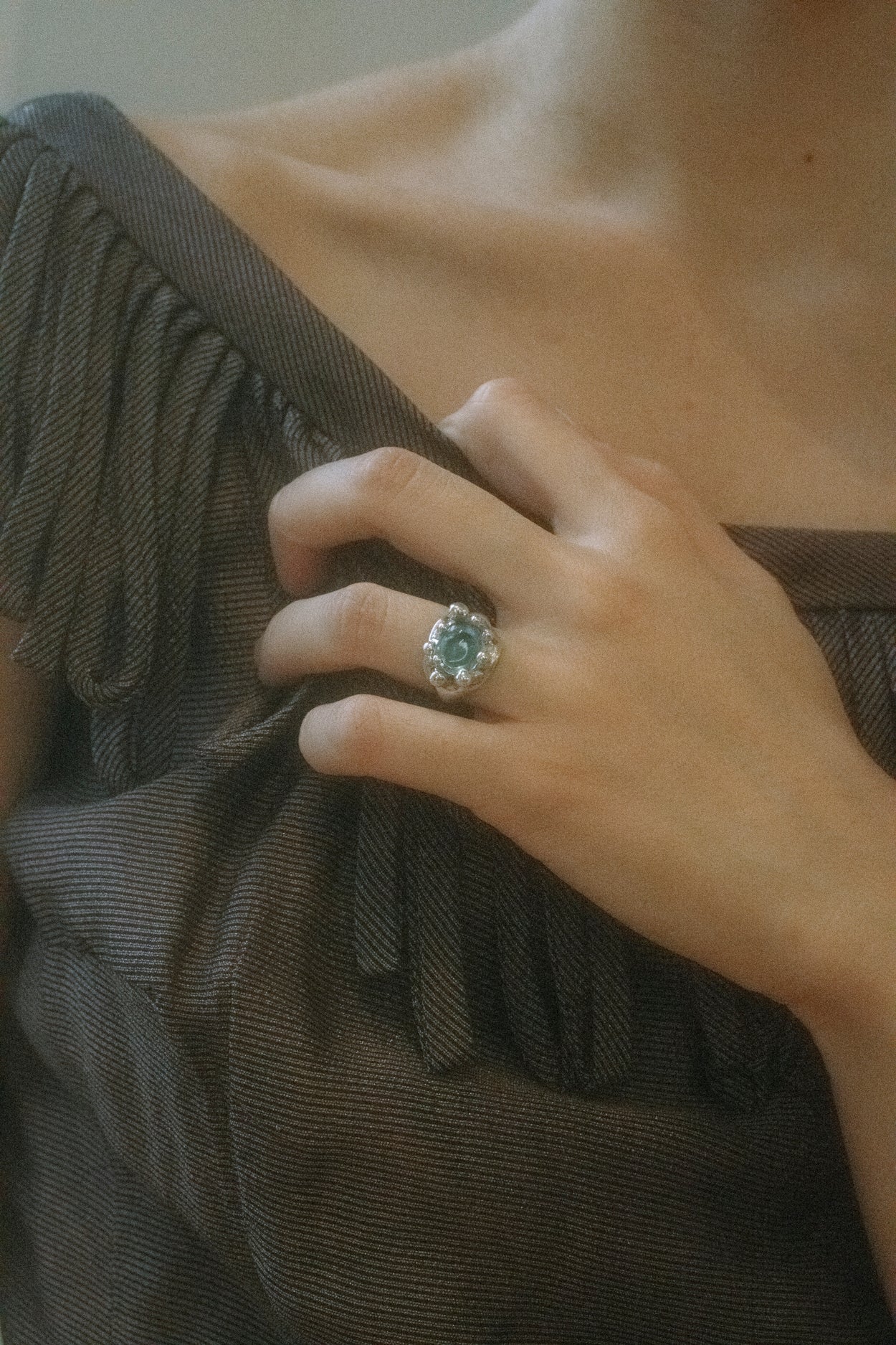 ATRIUM RING - STERLING SILVER W/ AQUA